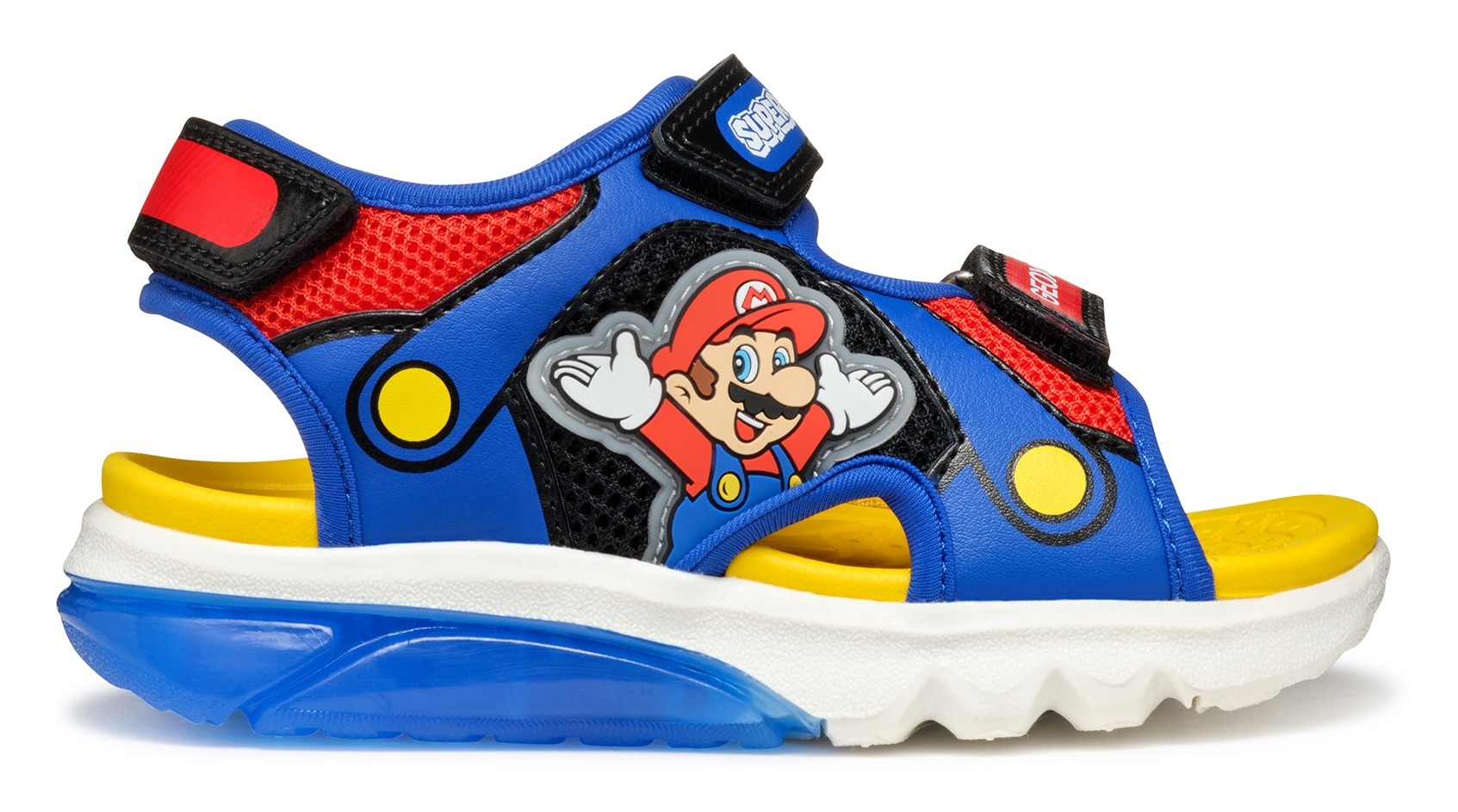 Geox Sandale »J SANDAL CIBERDRON B Blinkschuh«, Klettschuh in buntem Design mit Super Mario Motiv und Blinkfunktion