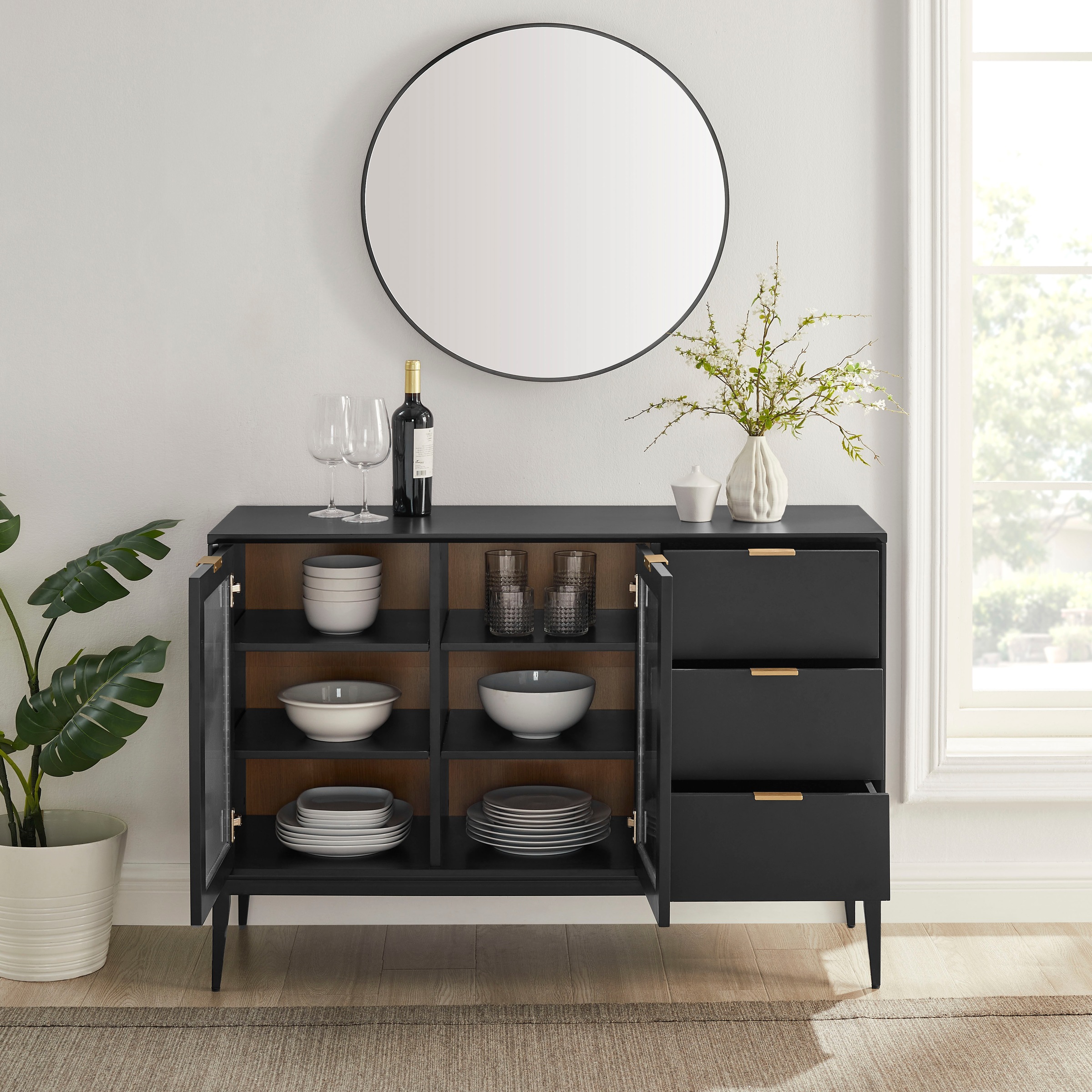 Leonique Sideboard "Lavisha" FSC-zertifiziertes Holz kombiniert Melamin, ve günstig online kaufen