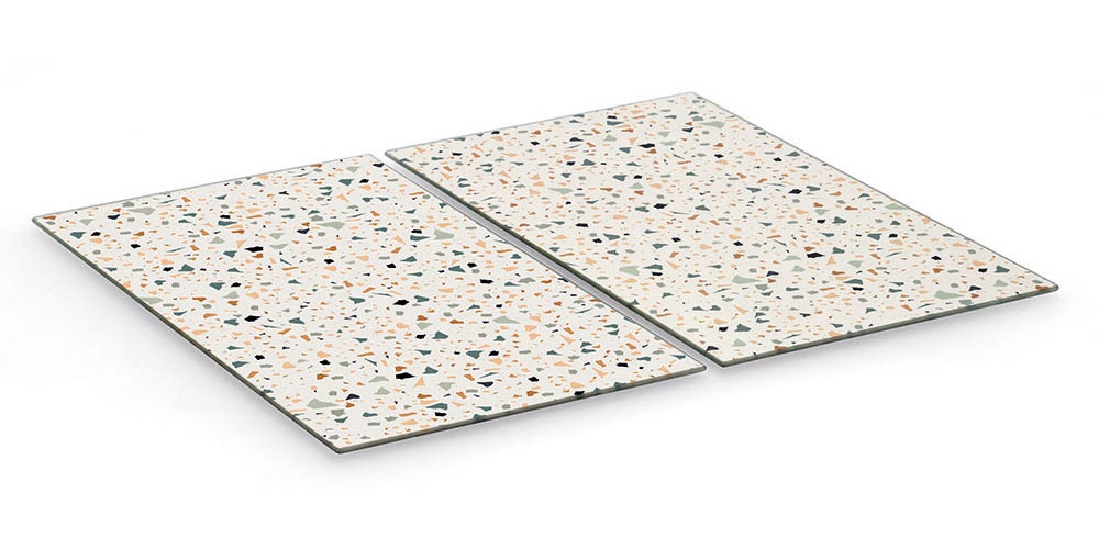 Zeller Present Schneidebrett »Herdabdeck-/Schneideplatten-Set "Terrazzo", 2-tlg.«, (2 St., Terrazzo, Sicherheitsglas), Moderne Platte aus Sicherheitsglas