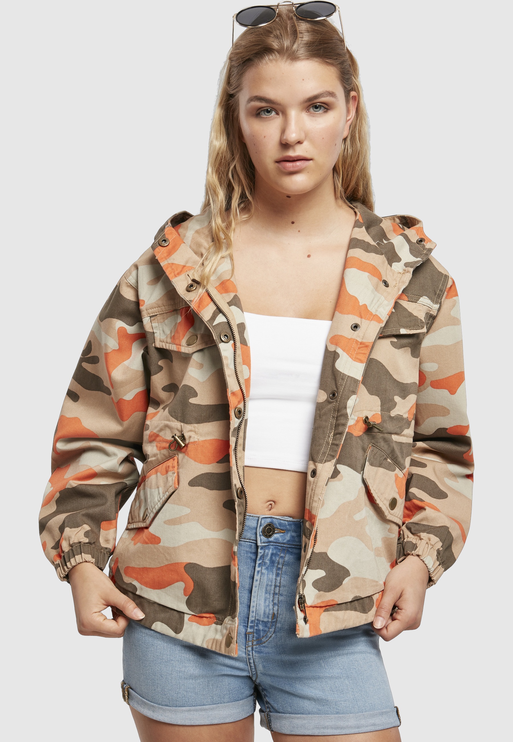 URBAN CLASSICS Allwetterjacke »Urban Classics Damen Ladies Oversized Camo Parka Jacket« 1 Stk. tlg. mit Kapuze
