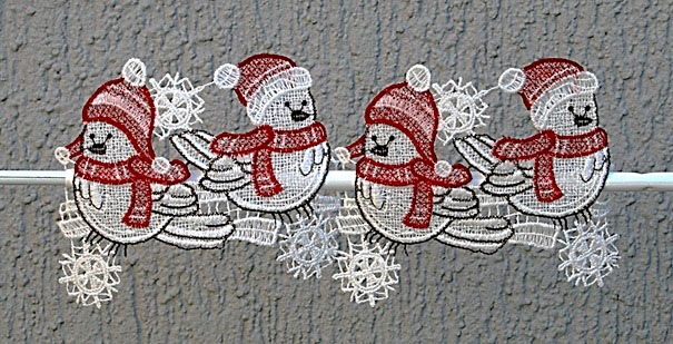 Stickereien Plauen Scheibengardine "Wintervögel" Stangendurchzug 1 Stk. tlg günstig online kaufen