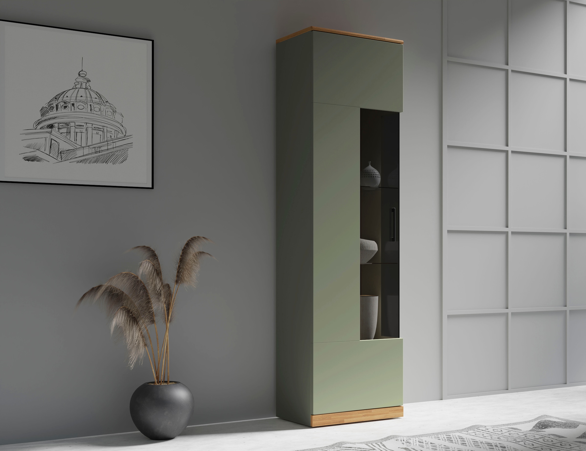 Home affaire Vitrine "Ribe,180cm hoch,5 Fächer,2 Glasböden variabel einsetz günstig online kaufen