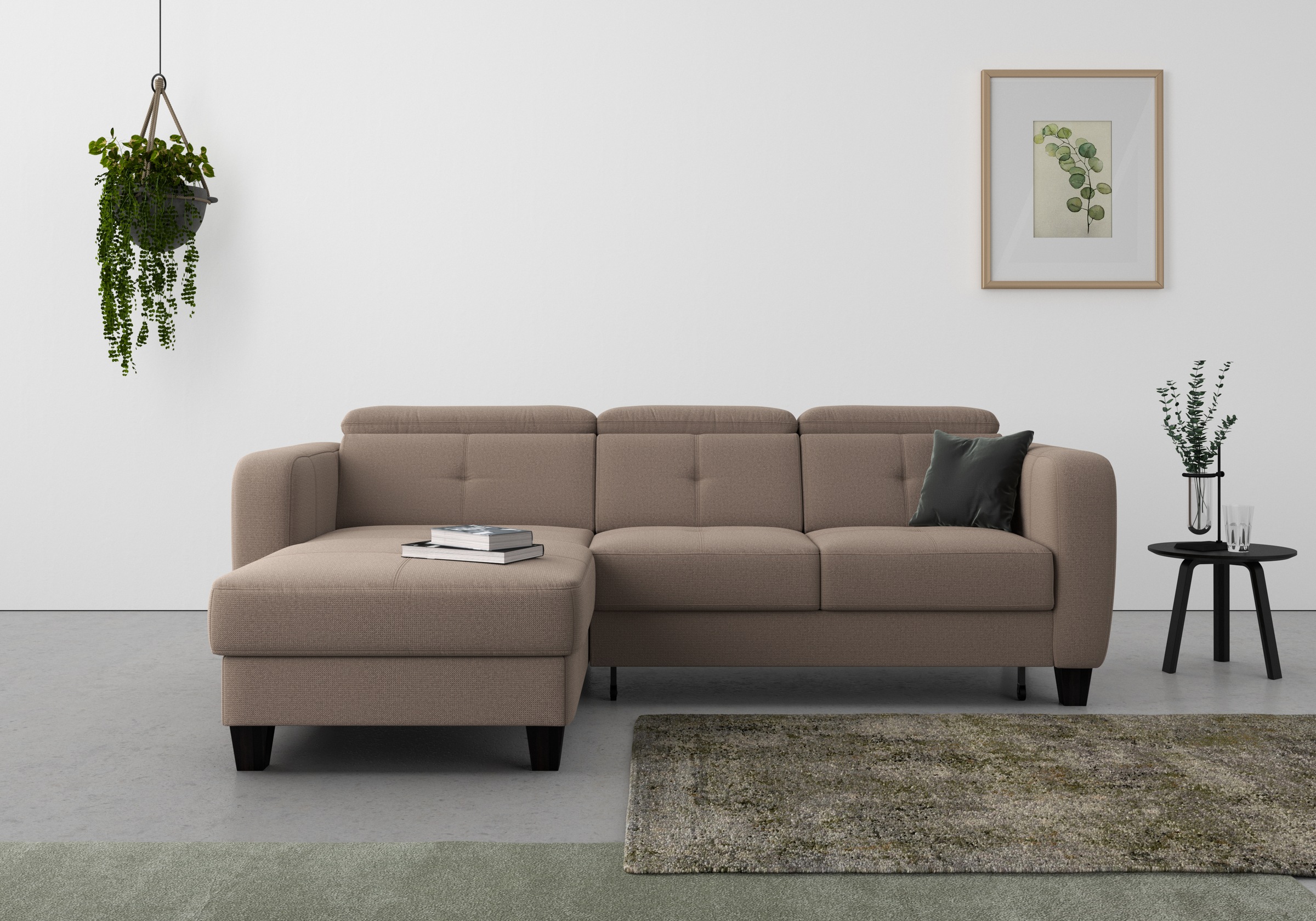 sit&more Ecksofa "Belluci L-Form" inklusive Federkern, wahlweise mit Schlaffunktion und Bettkasten