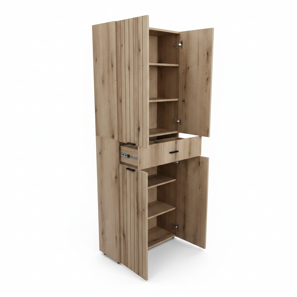 OTTO home Hochschrank »Baltrum« Breite 69,8 cm dekorative Lamellenoptik