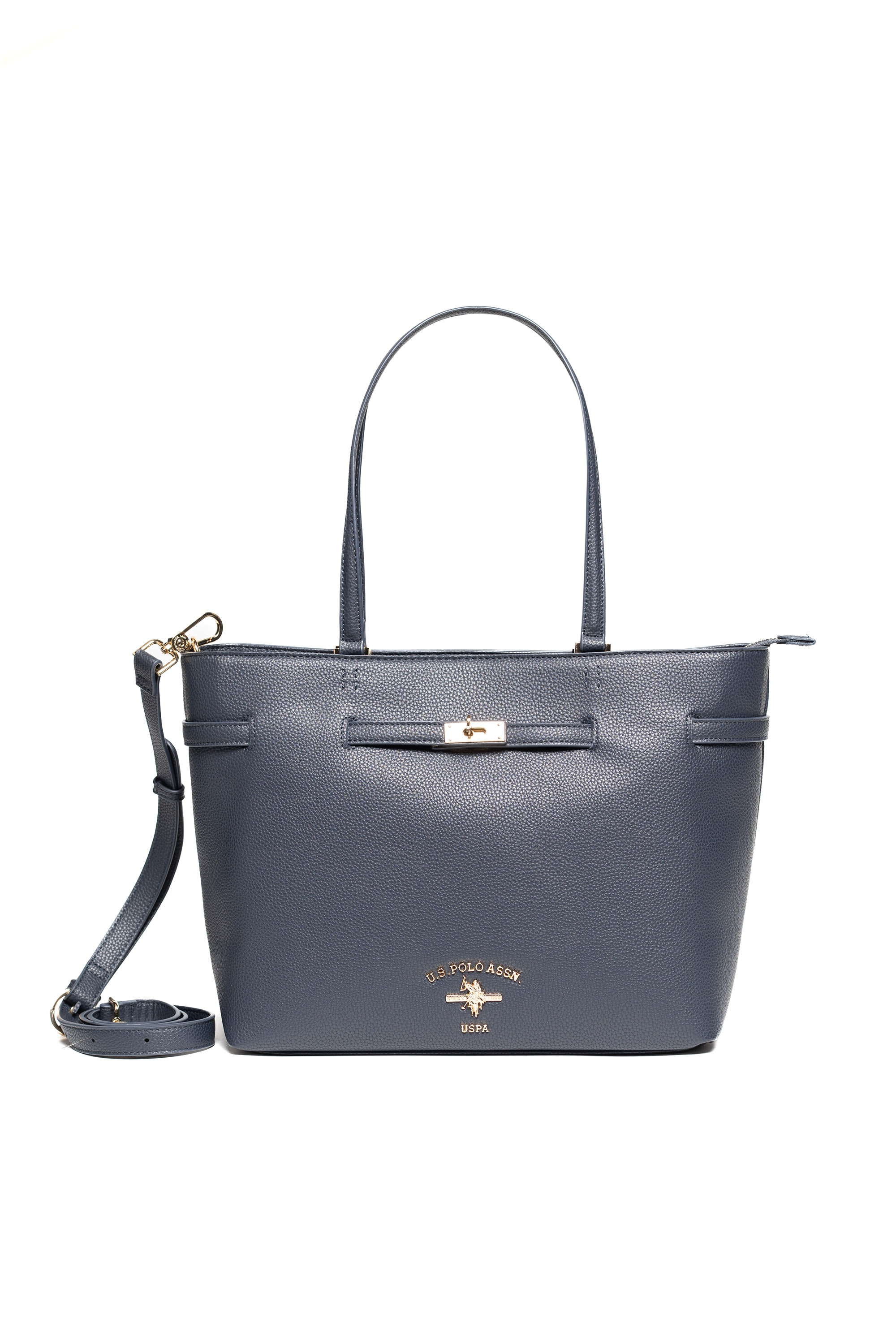U.S. Polo Assn. "STANFORD MEDIUM SHOPPING BAG SHOPPER. Damen" Goldfarbene Designelemente und Marken-Logo