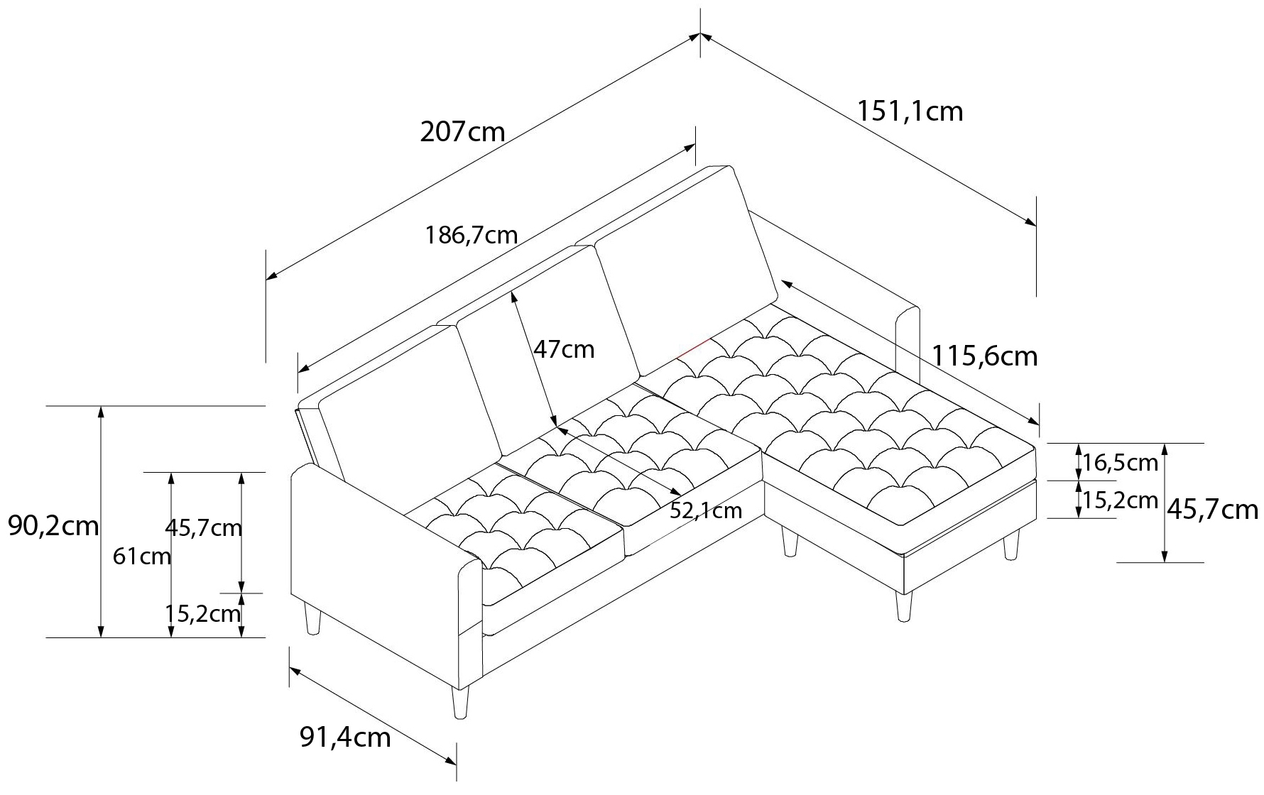 Cosmo Living Ecksofa »Strummer«, Ottomane beidseitig montierbar