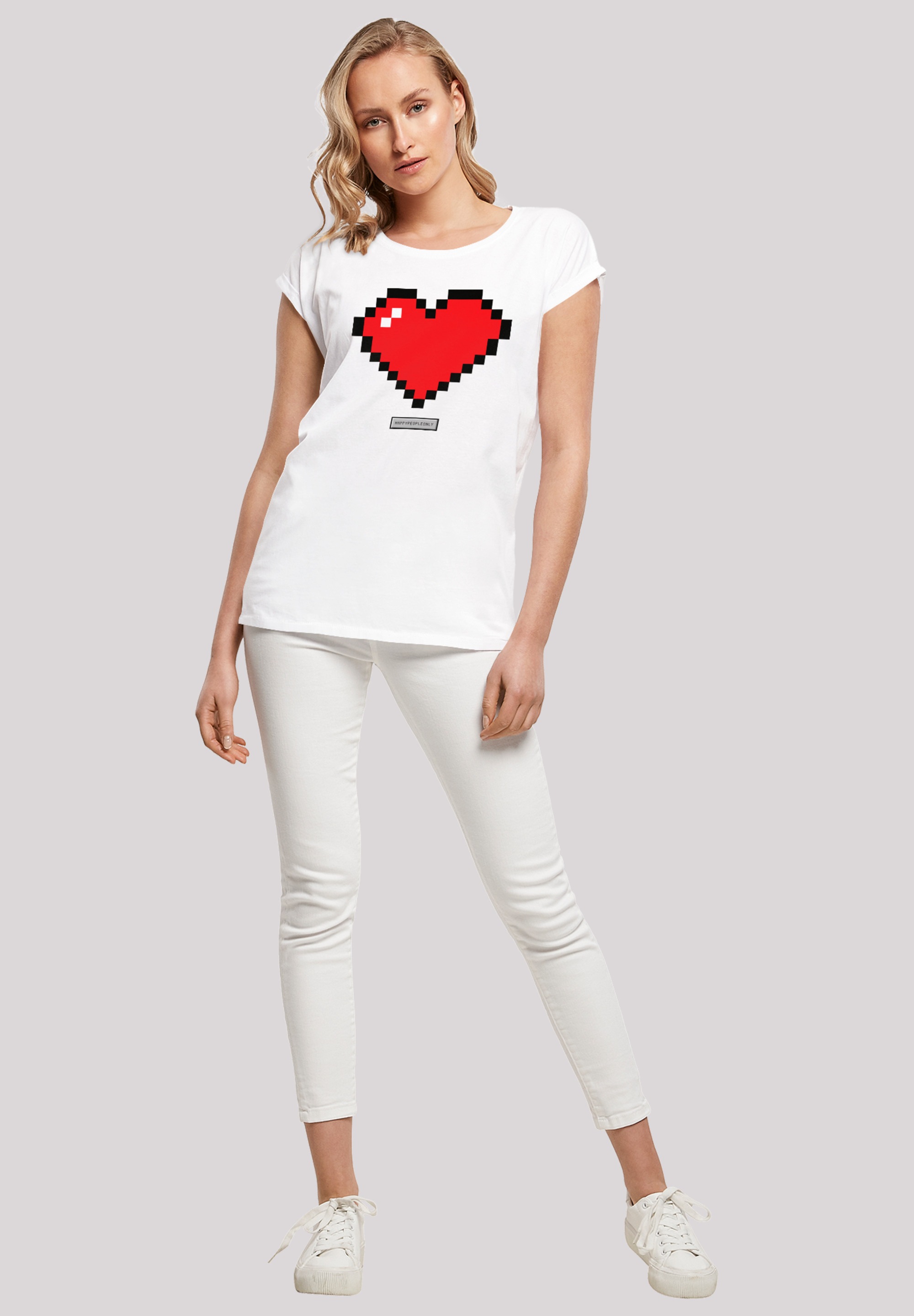 F4NT4STIC T-Shirt »Pixel Herz Good Vibes Happy People« Print