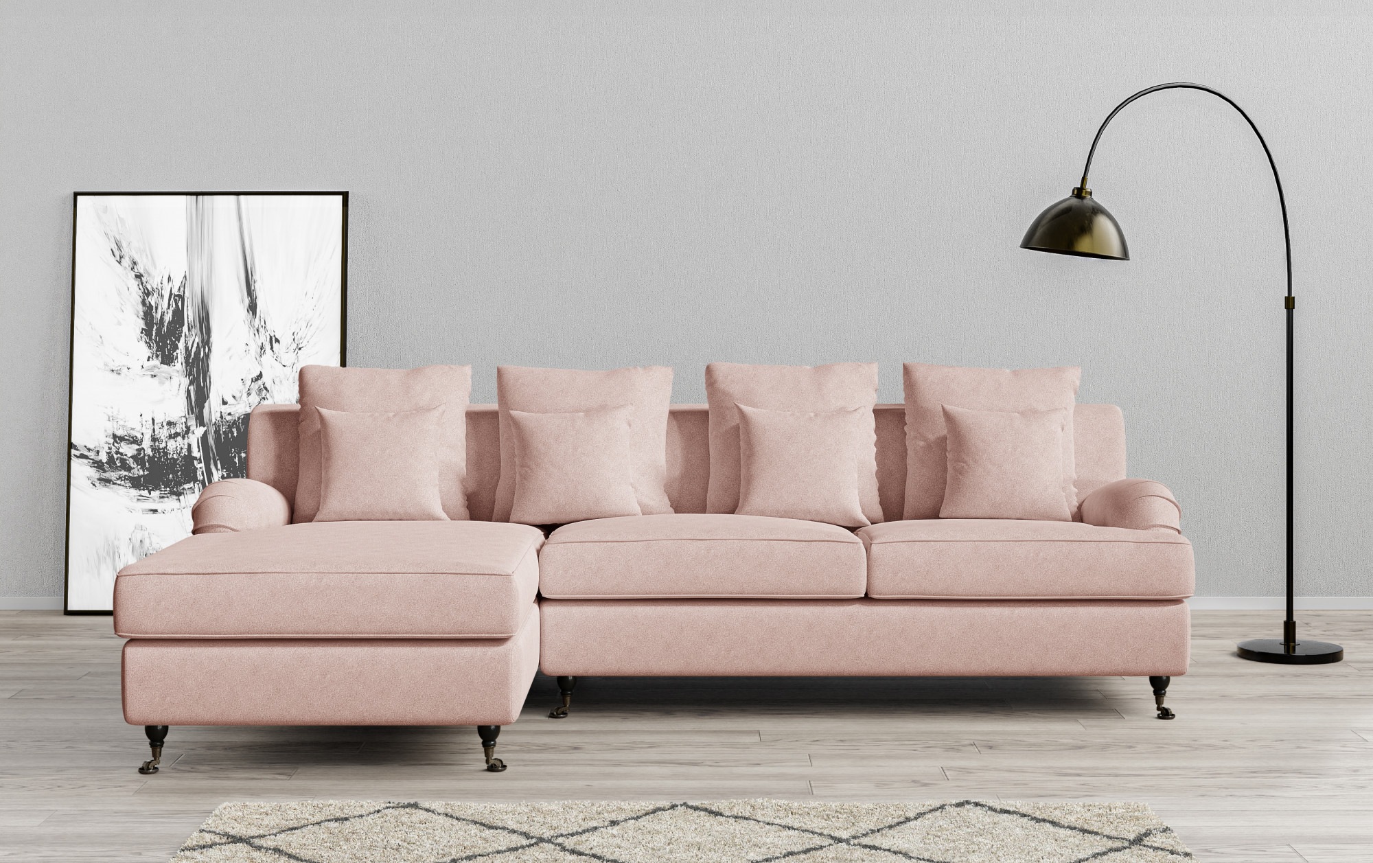 Home affaire Ecksofa "NORIN L-Form" zwei Fußarten: vorne - Rollen, hinten - günstig online kaufen