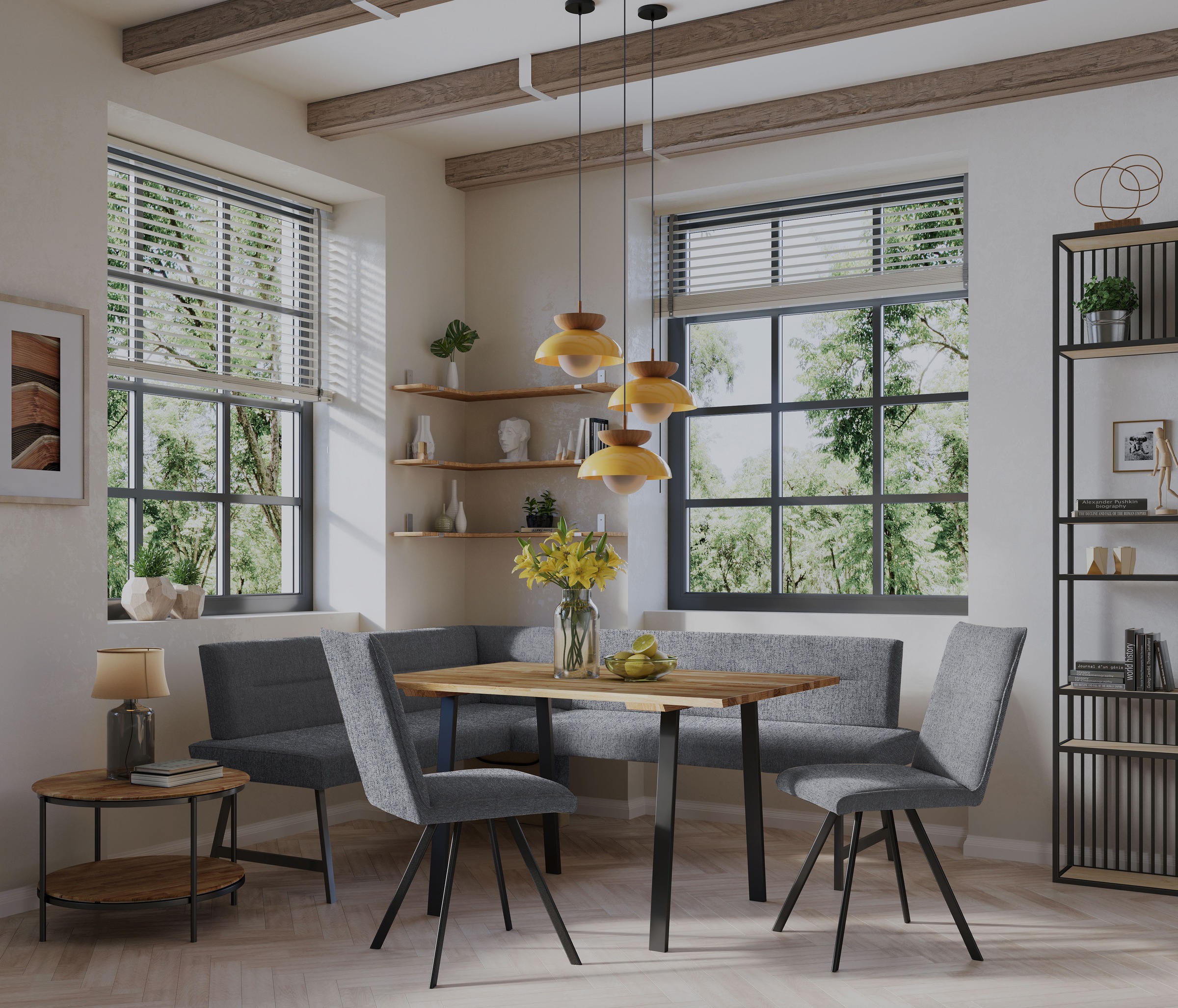 Home affaire Eckbankgruppe "Sava" Set, 4 Stk. tlg. Eckbank mit Wellenfederu günstig online kaufen