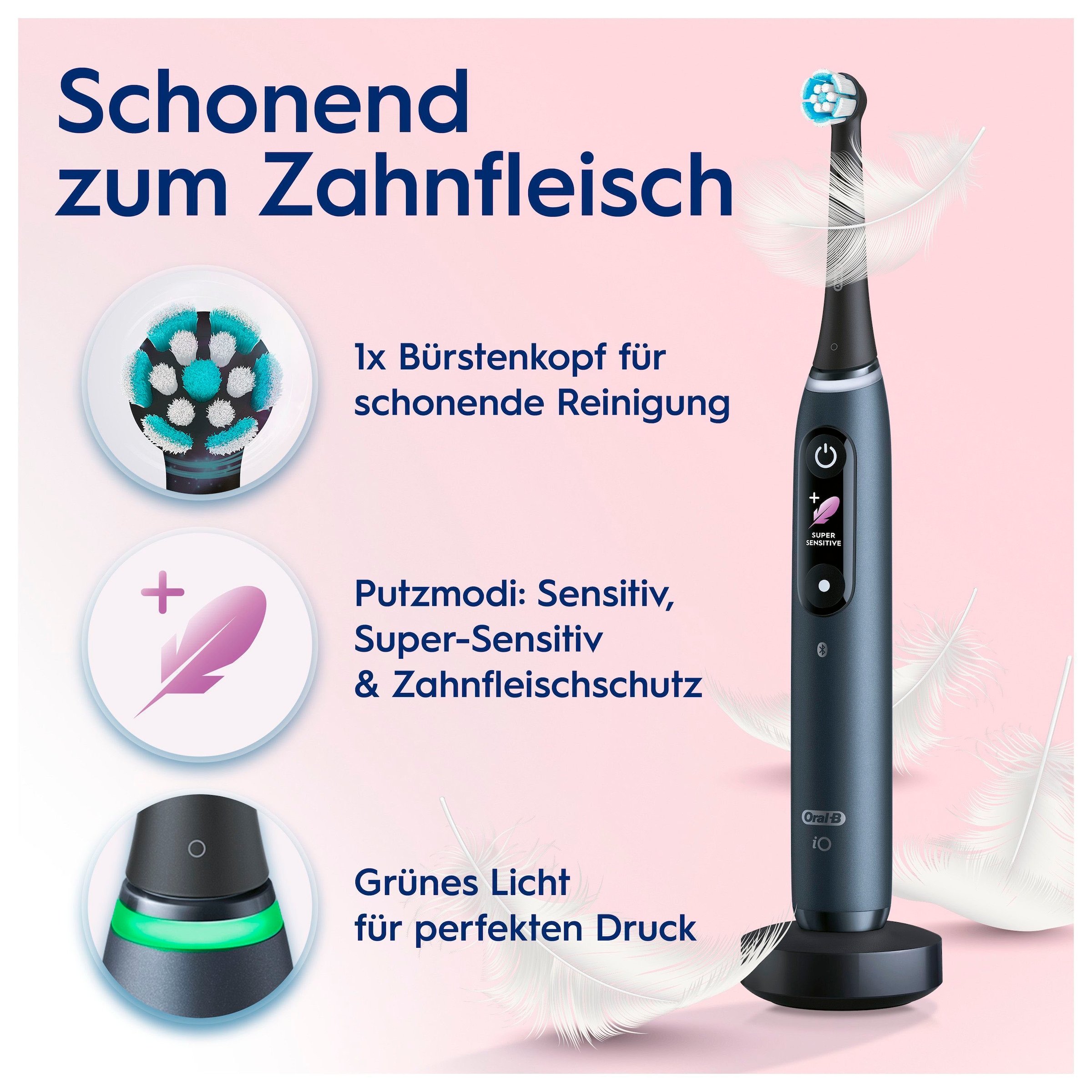 Oral-B Elektrische Zahnbürste »iO 8«, 2 St. Aufsteckbürsten, mit Magnet-Technologie, 6 Putzmodi, Farbdisplay & Reiseetui