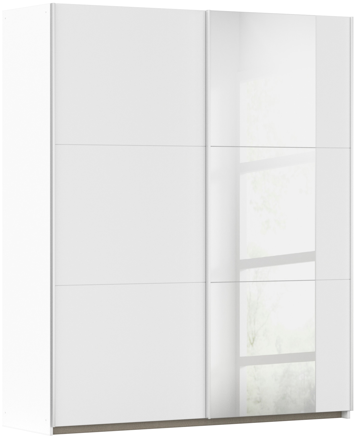 rauch Schwebetürenschrank "Kleiderschrank Drehtürenschrank Schrank Garderobe KRONACH" in 3 Ausstattungen BASIC/CLASSIC/PREMIUM, Breiten 131/175/218/261 cm, optional ohne, mit 1 oder 2 Spiegel, viel Stauraum MADE IN GERMANY