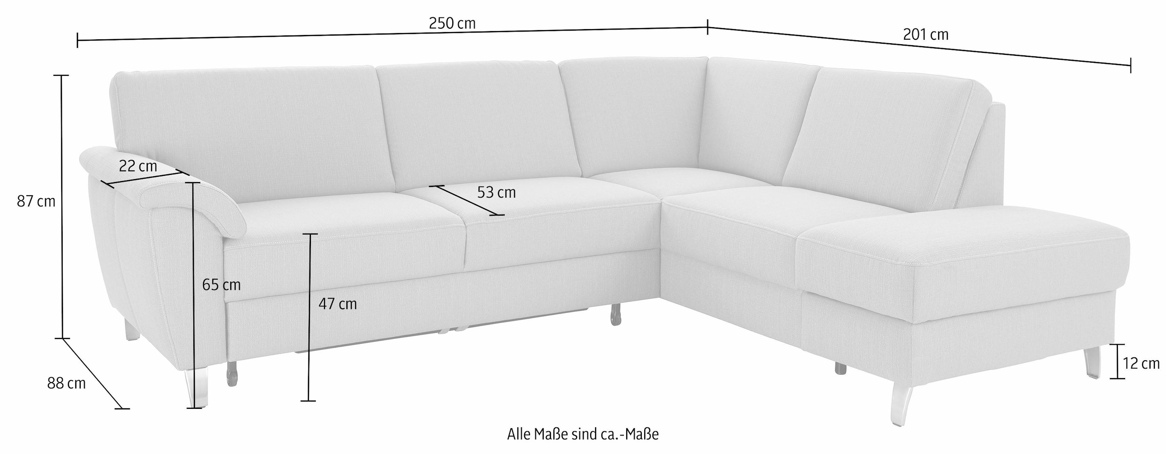 sit&more Ecksofa »Texel L-Form«, mit Federkern, wahlweise mit Bettfunktion und Bettkasten