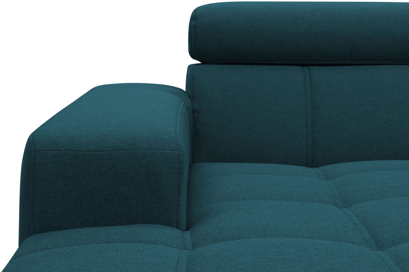 DOMO collection Ecksofa »Trento L-Form, mit Kufenfuß oder Einzelfuß«, wahlweise mit Kopfteilverstellung, Recamiere links/rechts bestellbar