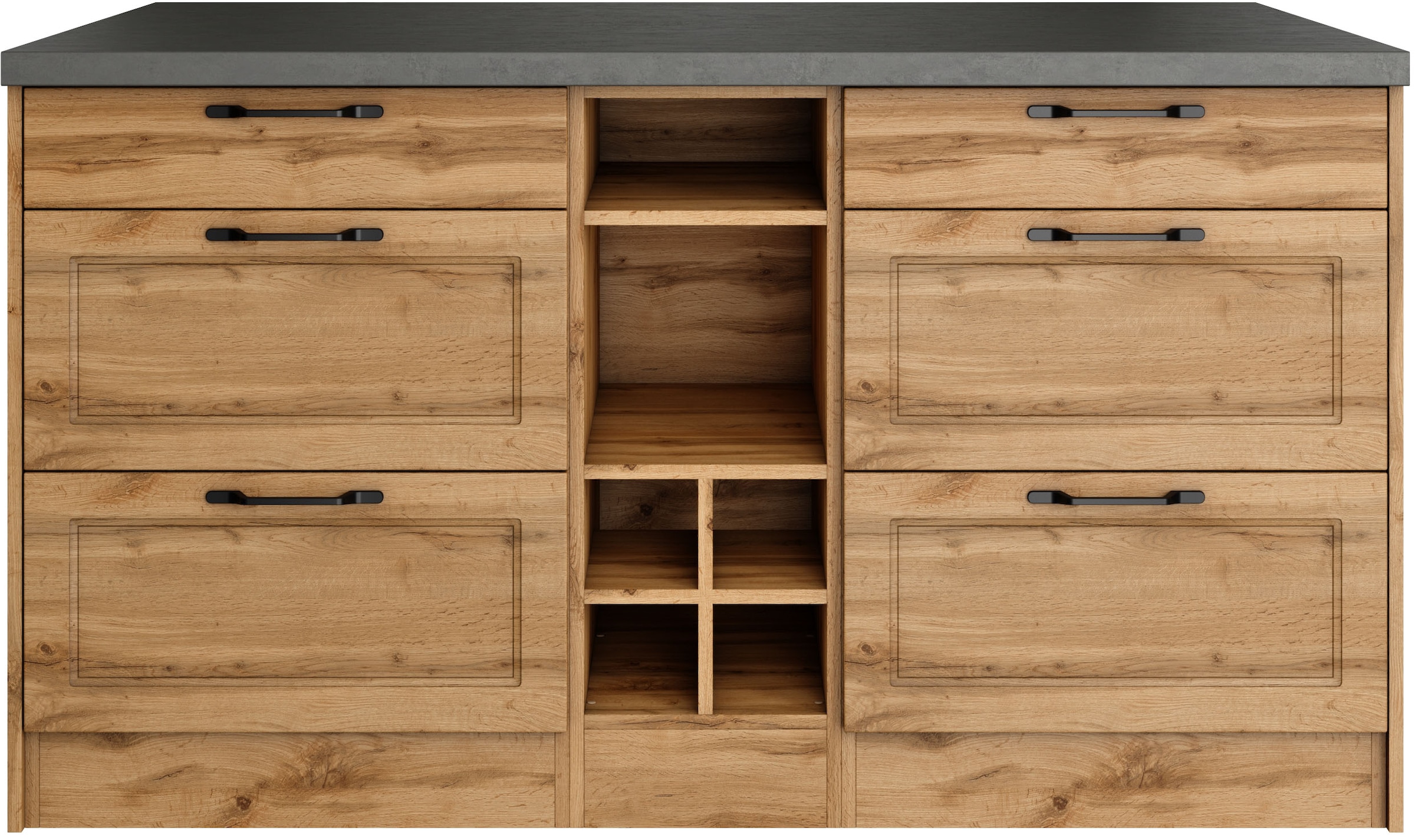 KOCHSTATION Kücheninsel »KS-Lani, Breite 153 cm, mit Flaschenregal«, MDF-Fronten, Arbeitsplatte 38mm stark