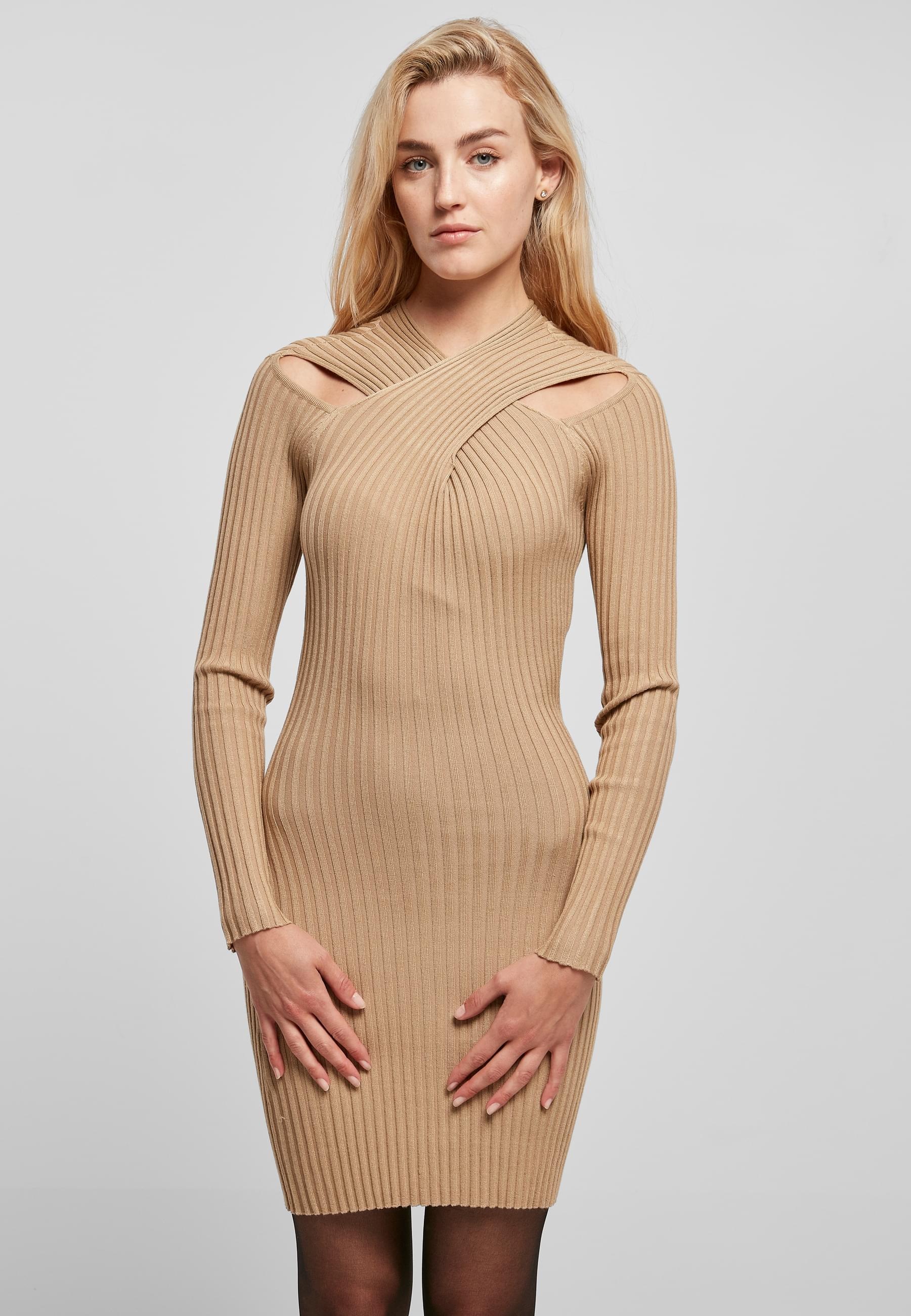 URBAN CLASSICS Shirtkleid »Urban Classics Damen Ladies Crossed Rib Knit Dress«, (1 tlg.)