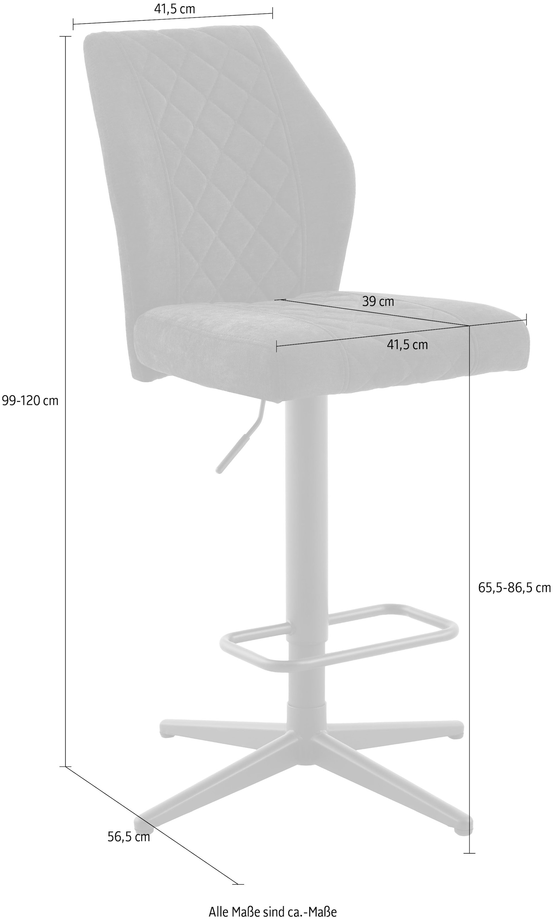 HELA Barhocker »BABSI« Set, 2 Stk. tlg. 360° drehbar, höhenverstellbar mit Gasdruckfeder, Sternfuß