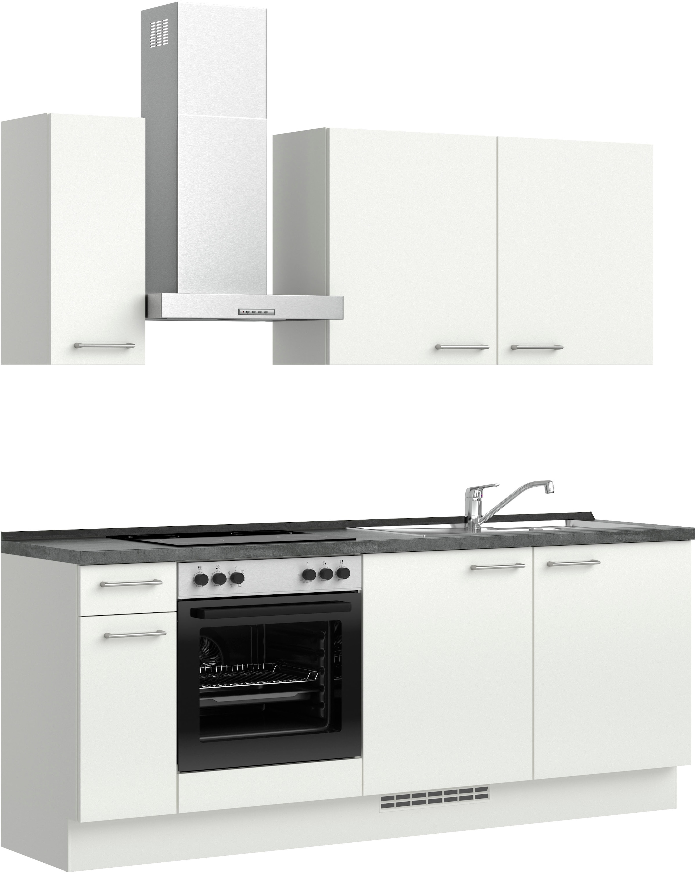 nobilia® Küchenzeile »"Laser I"«, vormontiert, Ausrichtung wählbar, Breite 210 cm, wahlw. mit E-Geräten