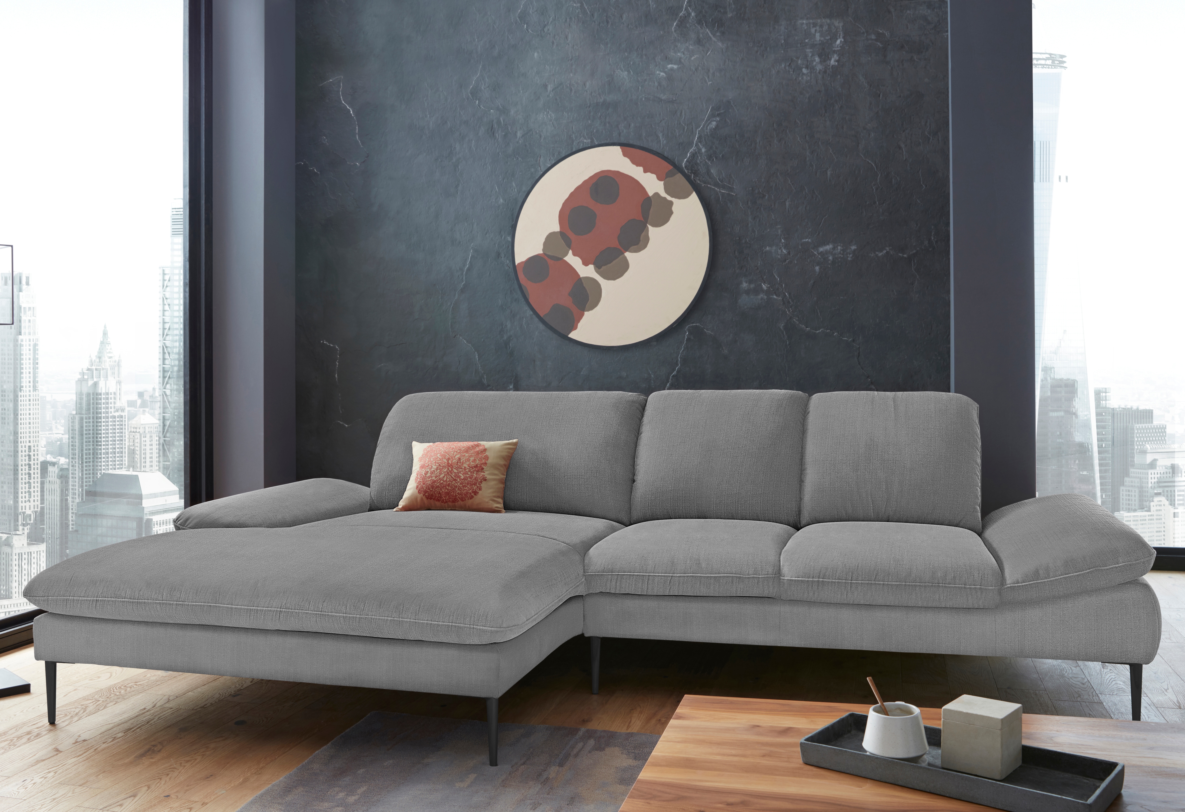 W.SCHILLIG Ecksofa "enjoy&MORE, Designsofa, elegant und bequem, L-Form" Sitztiefenverstellung, Füße schwarz pulverbeschichtet, Breite 310 cm