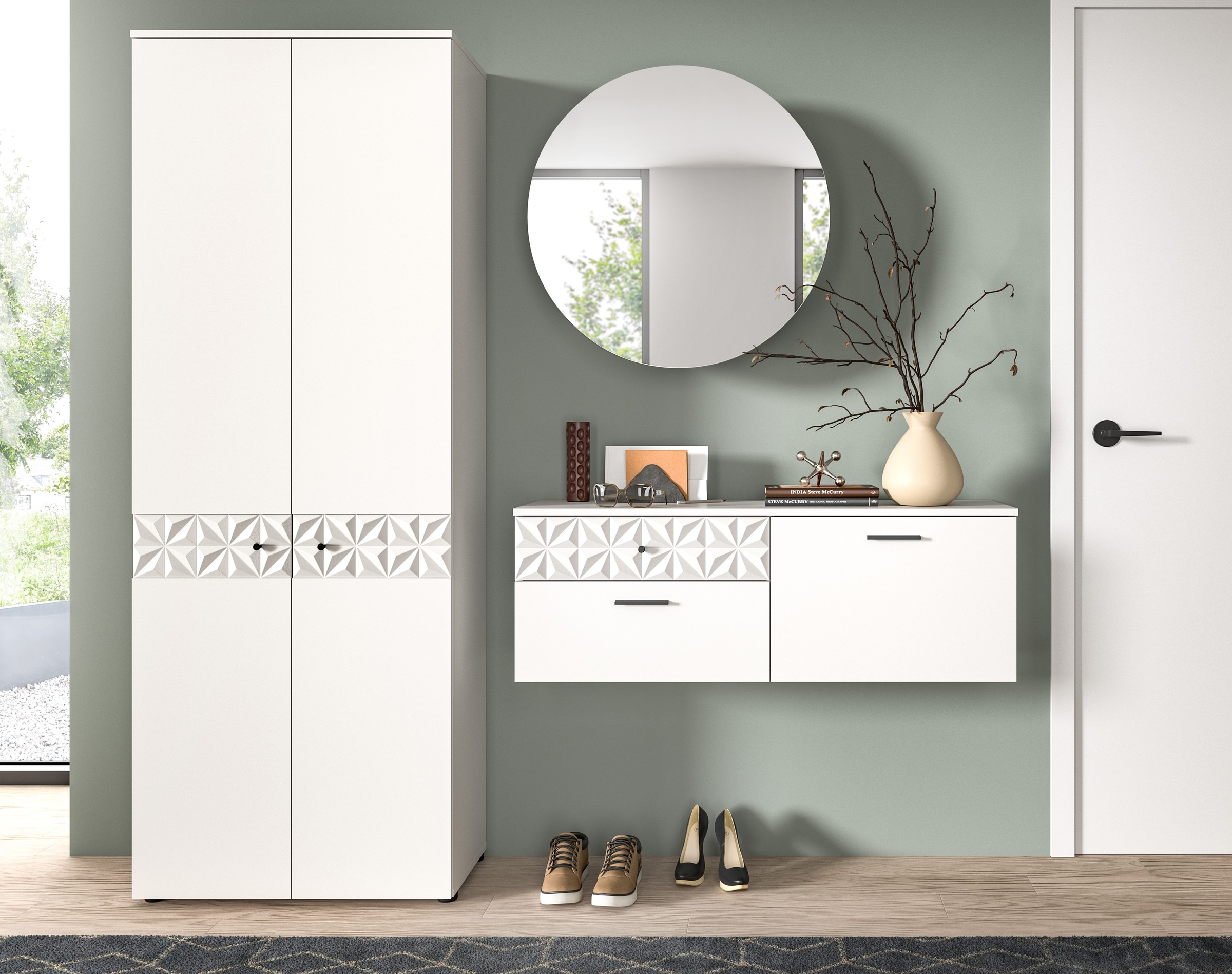 Home affaire Garderoben-Set "VICENZA, 3-tlg., mit foraler Ornamentabsetzung günstig online kaufen