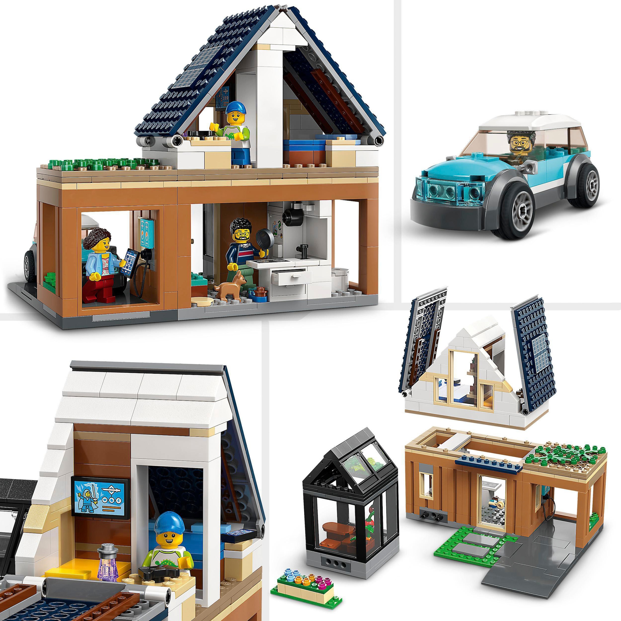 LEGO® Konstruktionsspielsteine »Familienhaus mit Elektroauto (60398), LEGO® City«, (462 St.), Made in Europe
