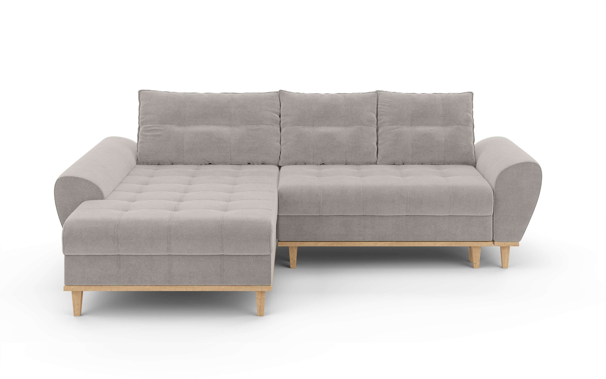 Home affaire Ecksofa »Ahrdorf mit Bettfunktion und Bettkasten, Maße: B/H/T 268/86/175 cm«, L-Form mit 3 Rückenkissen und moderne gerundete Armlehnen
