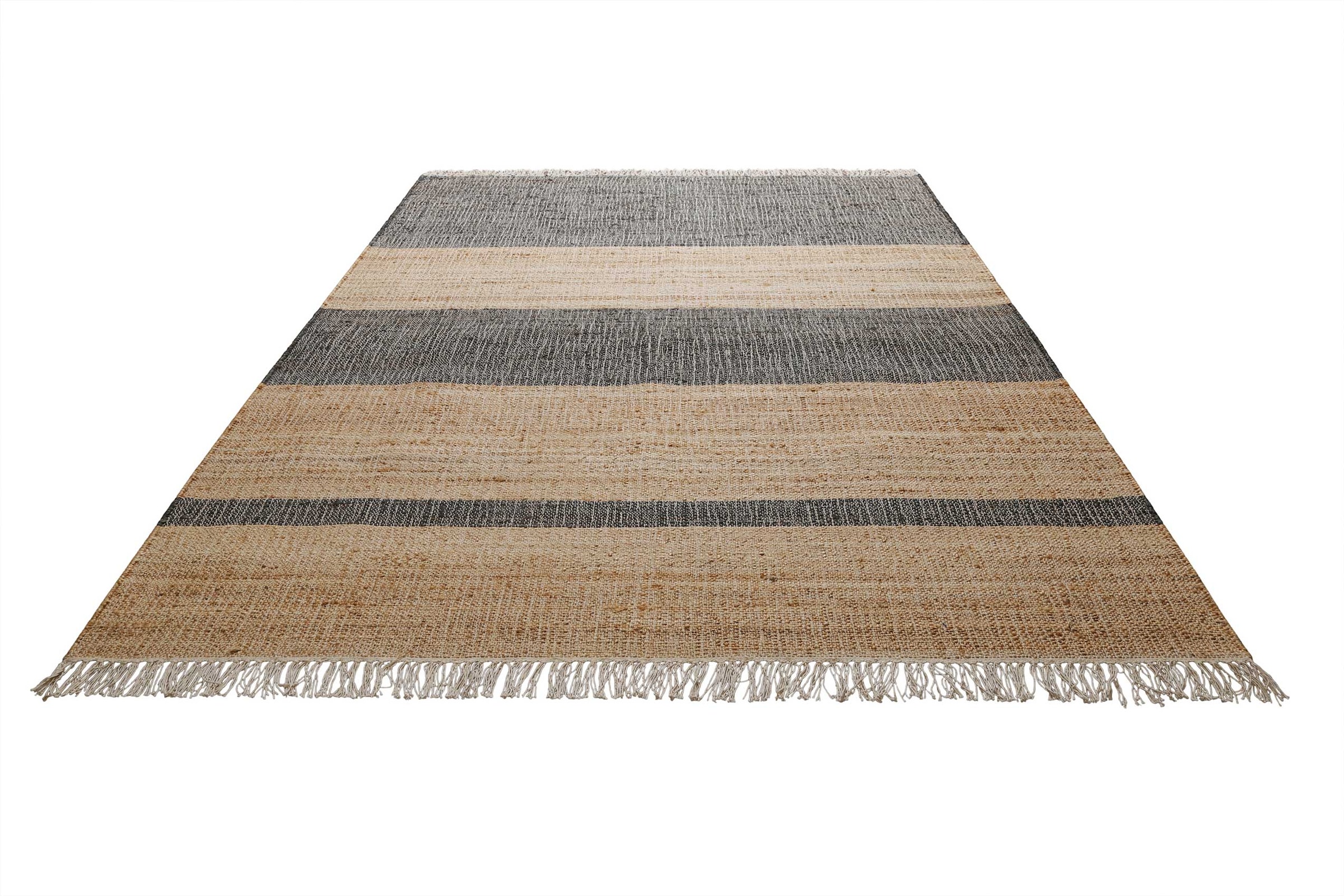 Green Looop Teppich "Vante GL-82308" rechteckig 4 mm Höhe Naturfaser Teppich aus 80% Jute 20% Baumwolle, mit Fransen, Wohnzimmer