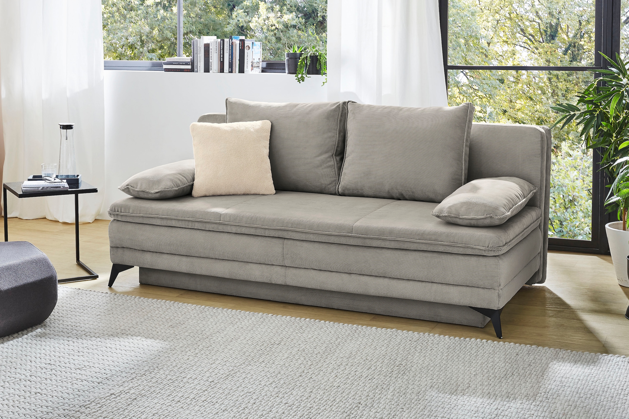 Jockenhöfer Gruppe Schlafsofa "Laurin, B: 202 cm, Liegefl. 158x200 cm, Dauerschläfer" mit Schlaffunktion, Bettkasten, Kaltschaumtopper &1 Zierkissen