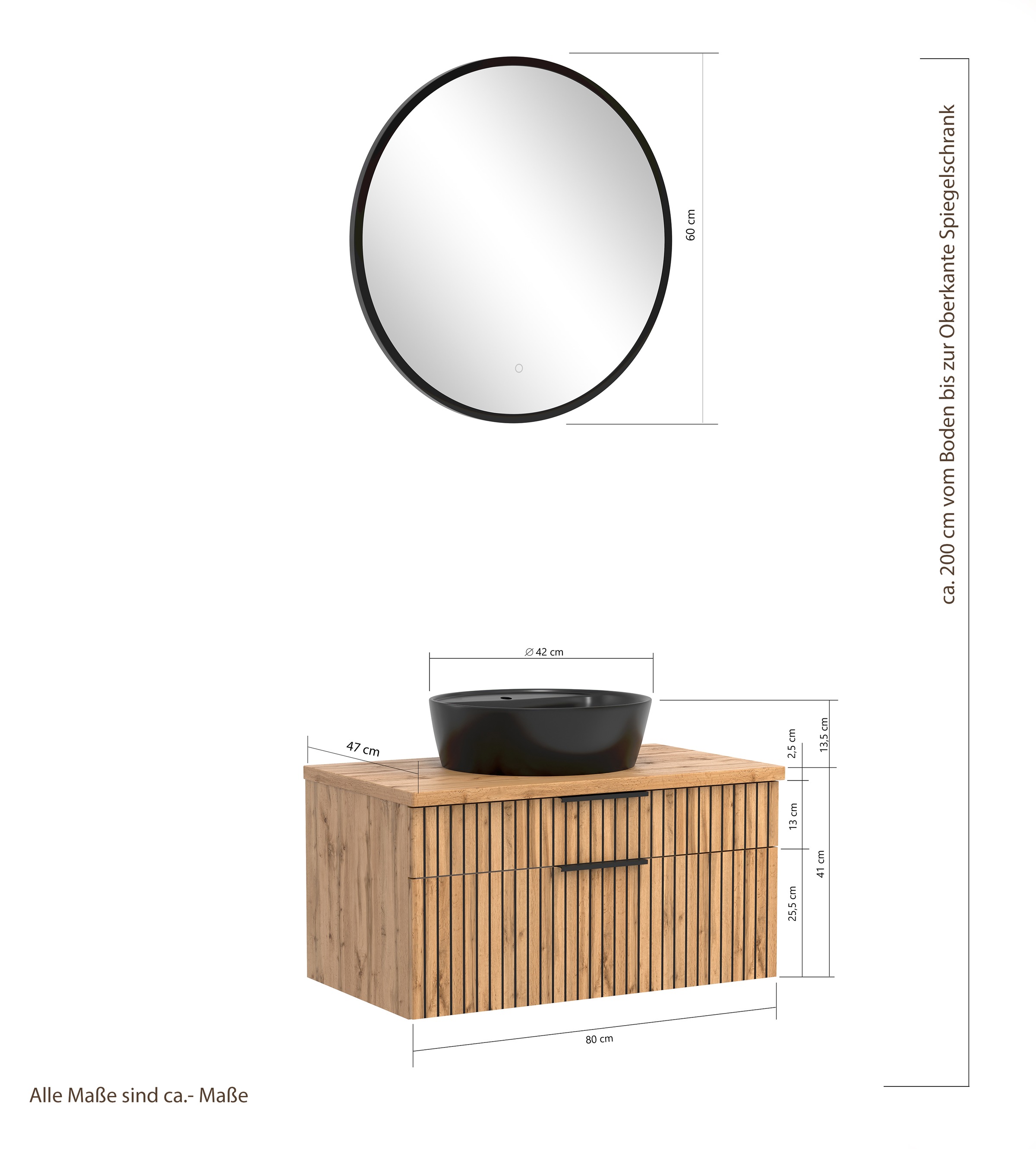 welltime Badmöbel-Set »Welltime, Carlton Waschtisch-Set, 80 oder 120 cm, gestreift«, (2 St.)