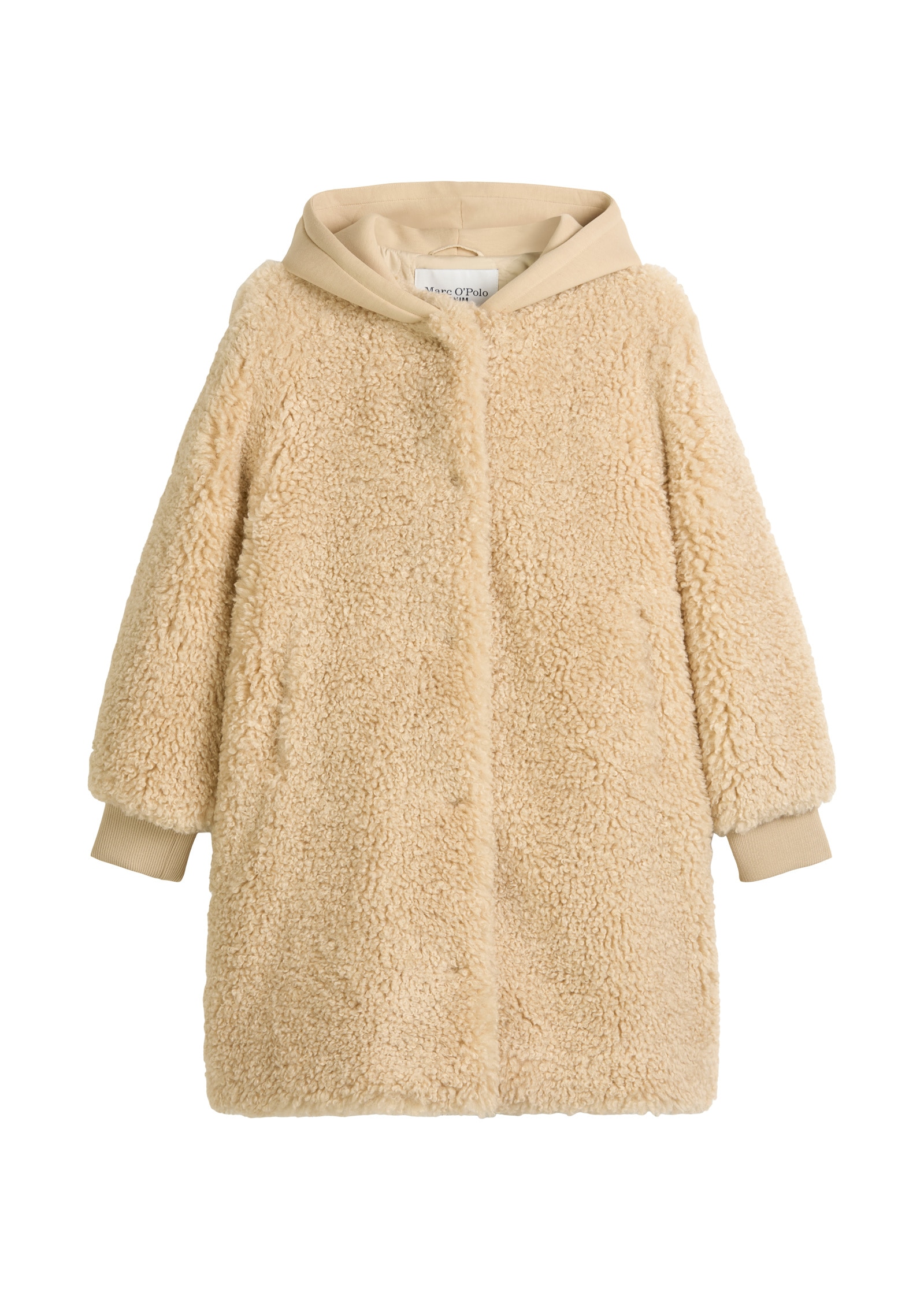 Marc O'Polo DENIM Fellimitatmantel »mit Scuba-Jersey-Kapuze«