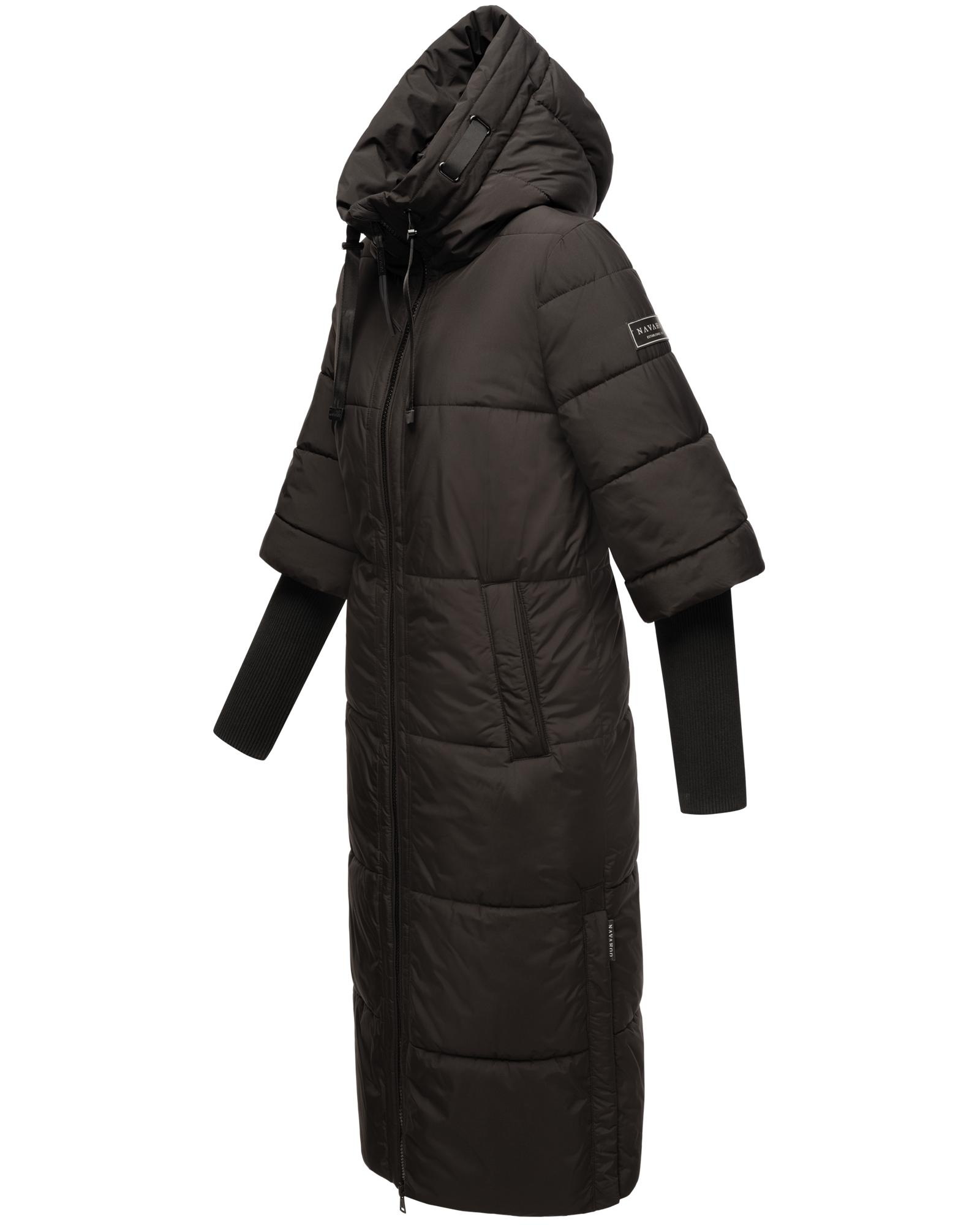 Navahoo Steppmantel "Ciao Miau XIV" Langer Wintermantel mit Rippstrickärmel günstig online kaufen