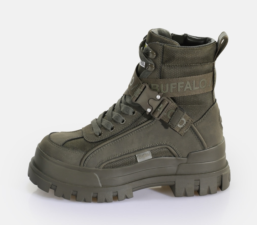 Buffalo Winterboots »Aspha Com1 Vegan«  Schnürstiefelette, Plateauboots mit Innen-Reißverschluss
