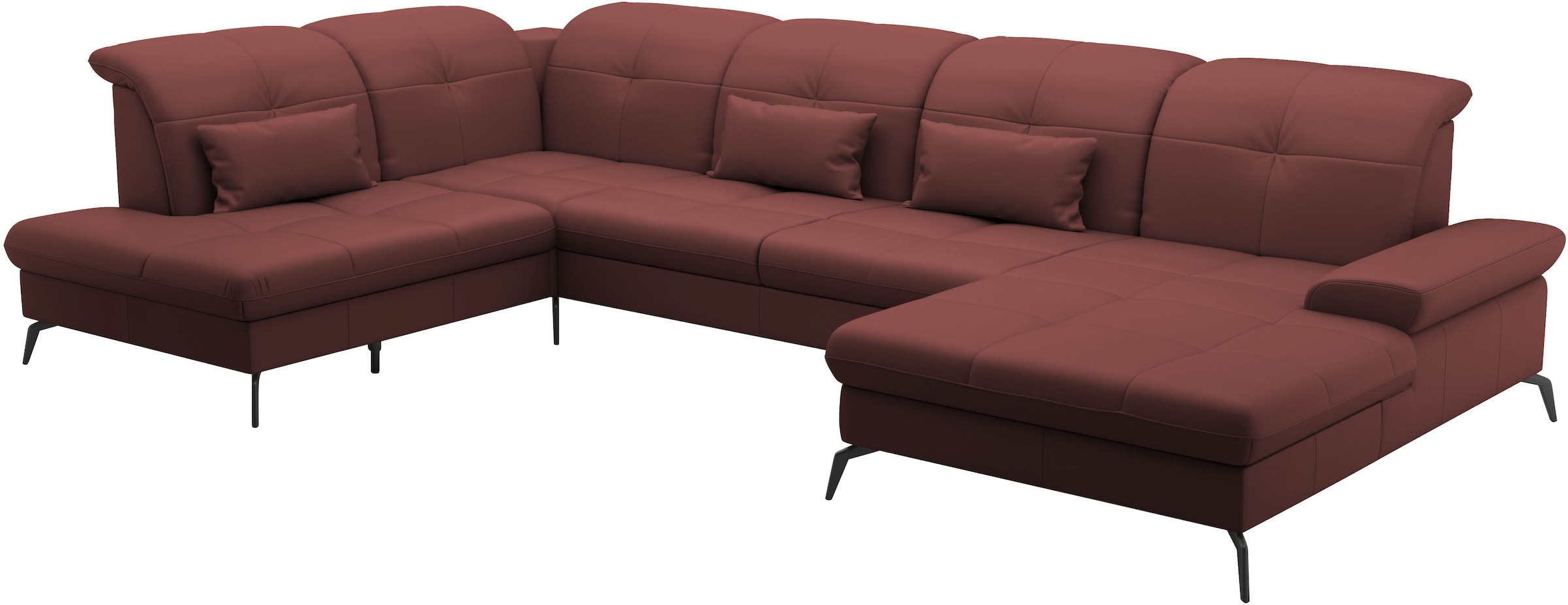 sit&more Wohnlandschaft »Amica, U-Form, inkl. Sitztiefenverstellung und Armteilverstellung«, wahlweise mit Kopfteilverstellung, Bettfunktion und Bettkasten