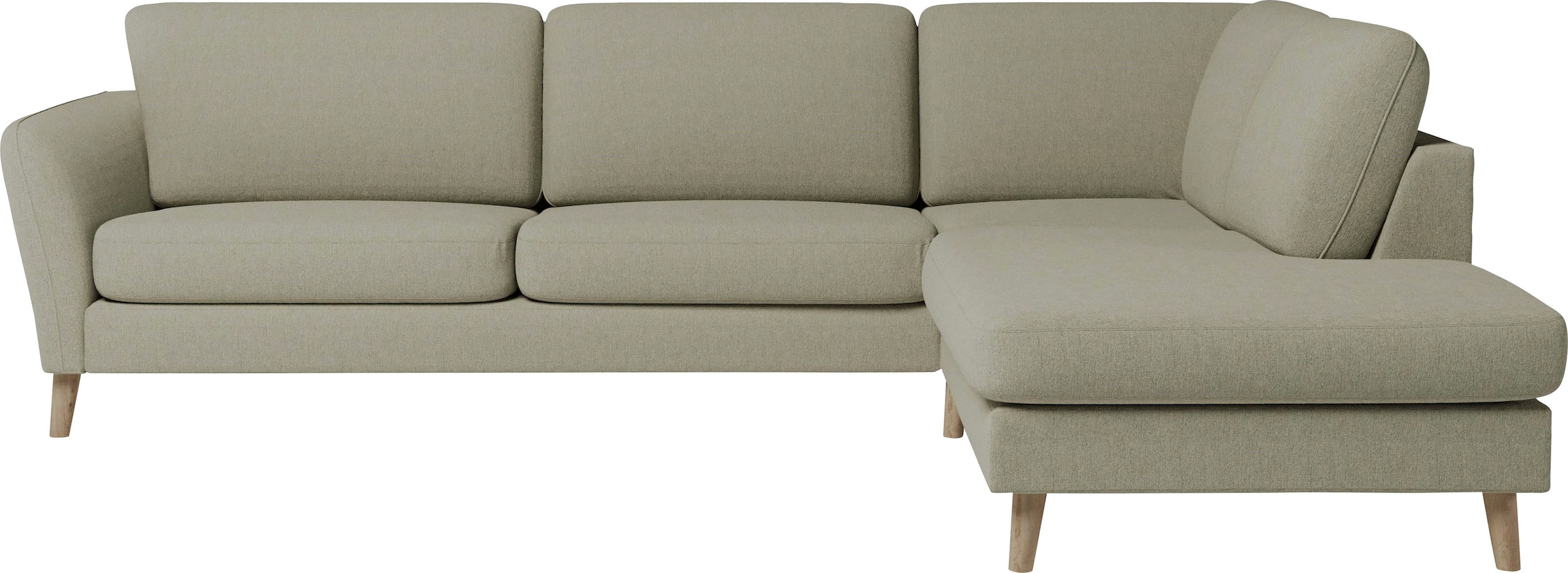Home affaire Ecksofa »MARSEILLE 278/202 cm, L-Form, Ottom. rechts/links, verschiedene Bezüge«, Massivholzbeine Eiche, Landhausstil, Wellenunterfederung