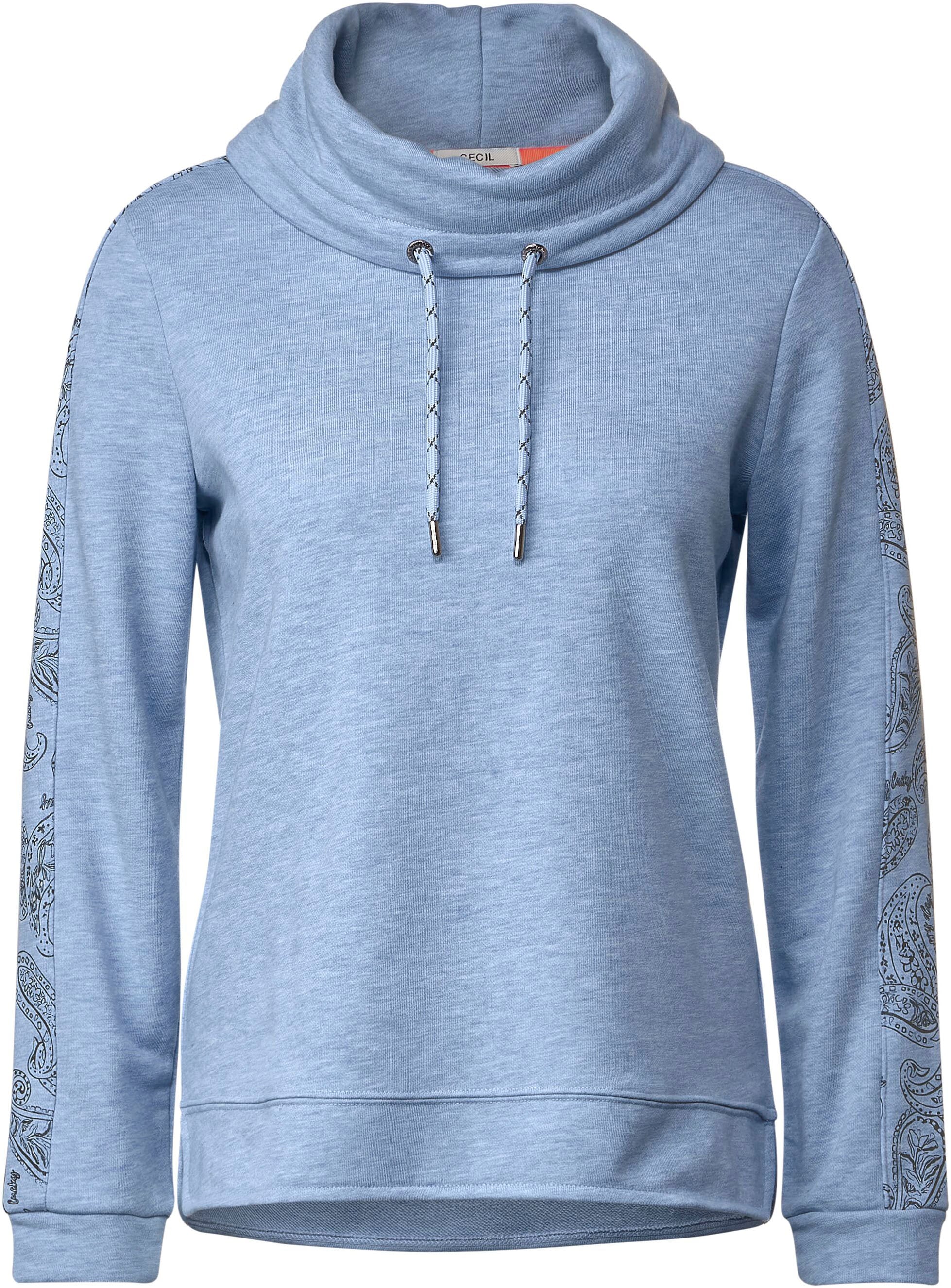 Glitzerprint bestellen Sweatshirt, | den für Cecil BAUR Ärmeln auf mit