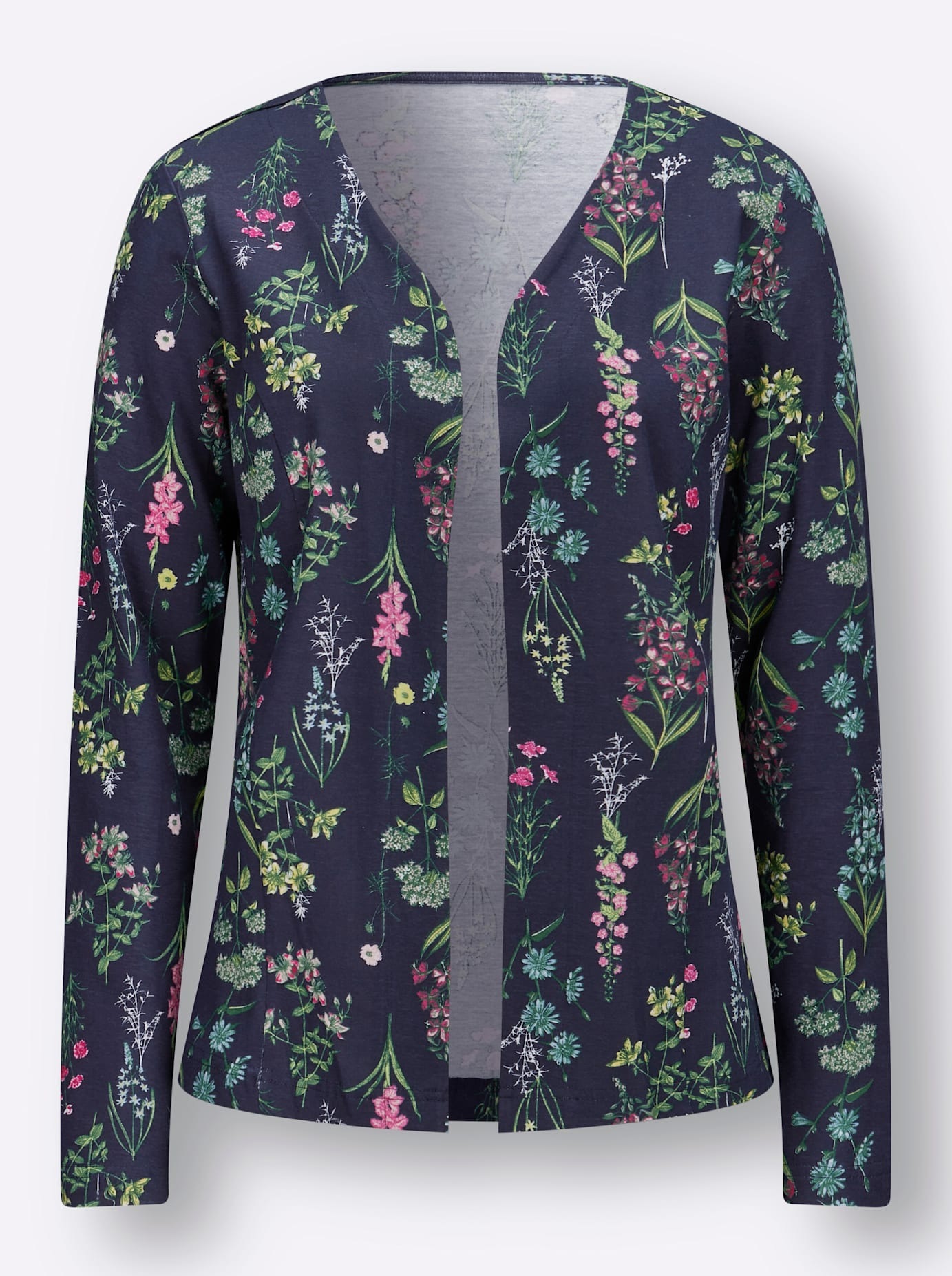Shirtjacke CLASSIC BASICS "Shirtjacke", Damen, Gr. 46, bunt (marine, altrosa, bedruckt), 100% Baumwolle, bedruckt, geblümt, gemustert, mehrfarbig, V-Ausschnitt, Shirts Shirtjacke 3