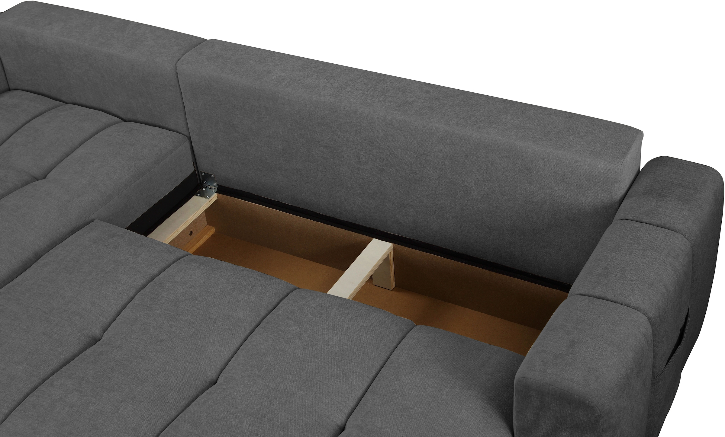 OTTO home Ecksofa »YLVAA L-Form, 241 cm - Schlafsofa« Schlaffunktion (132/200), Boxspring, Bettkasten, Feinstruktur-Bezug