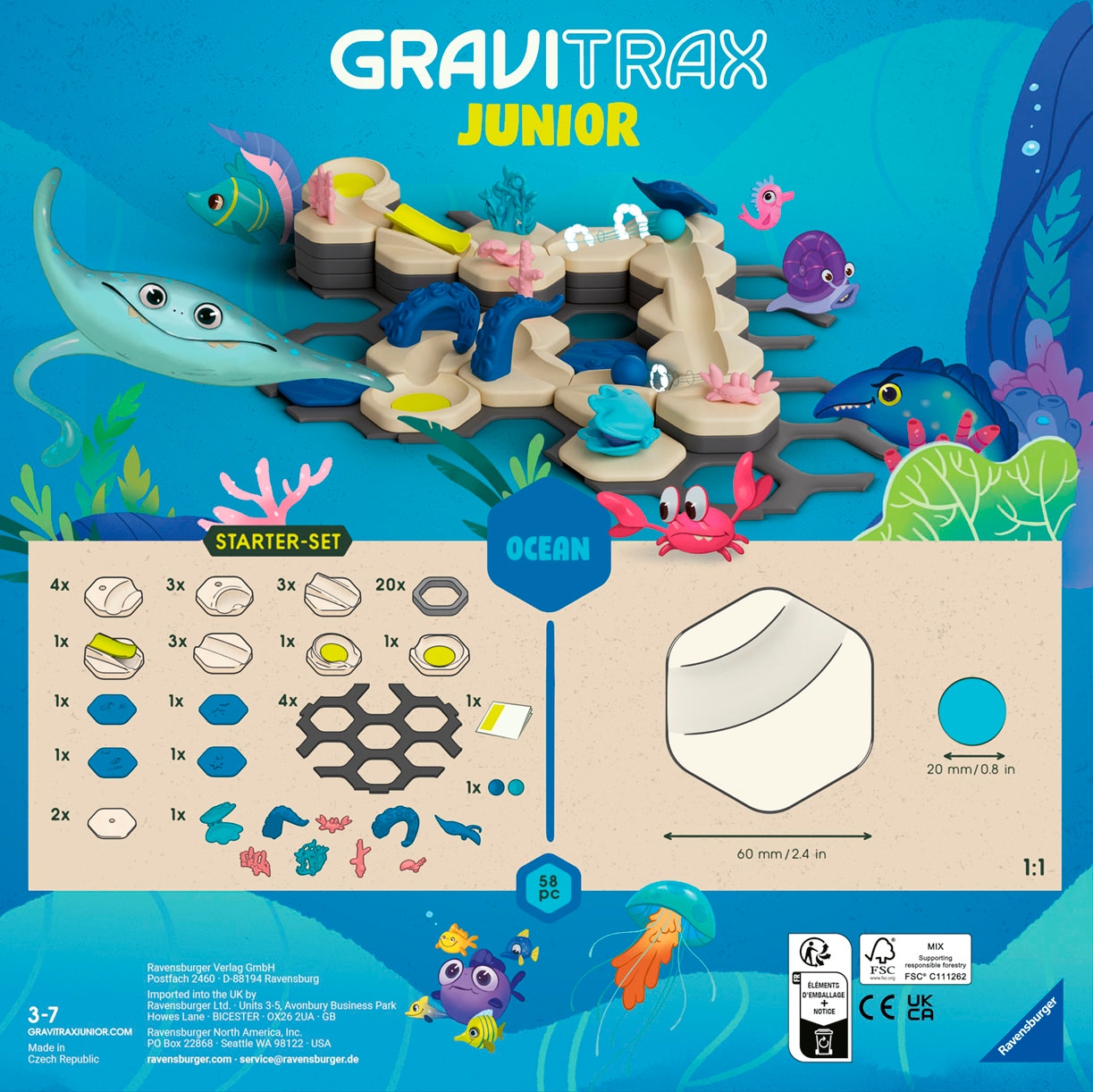 Ravensburger Kugelbahn-Bausatz »GraviTrax Junior, Starter-Set S Ocean«, Made in Europe