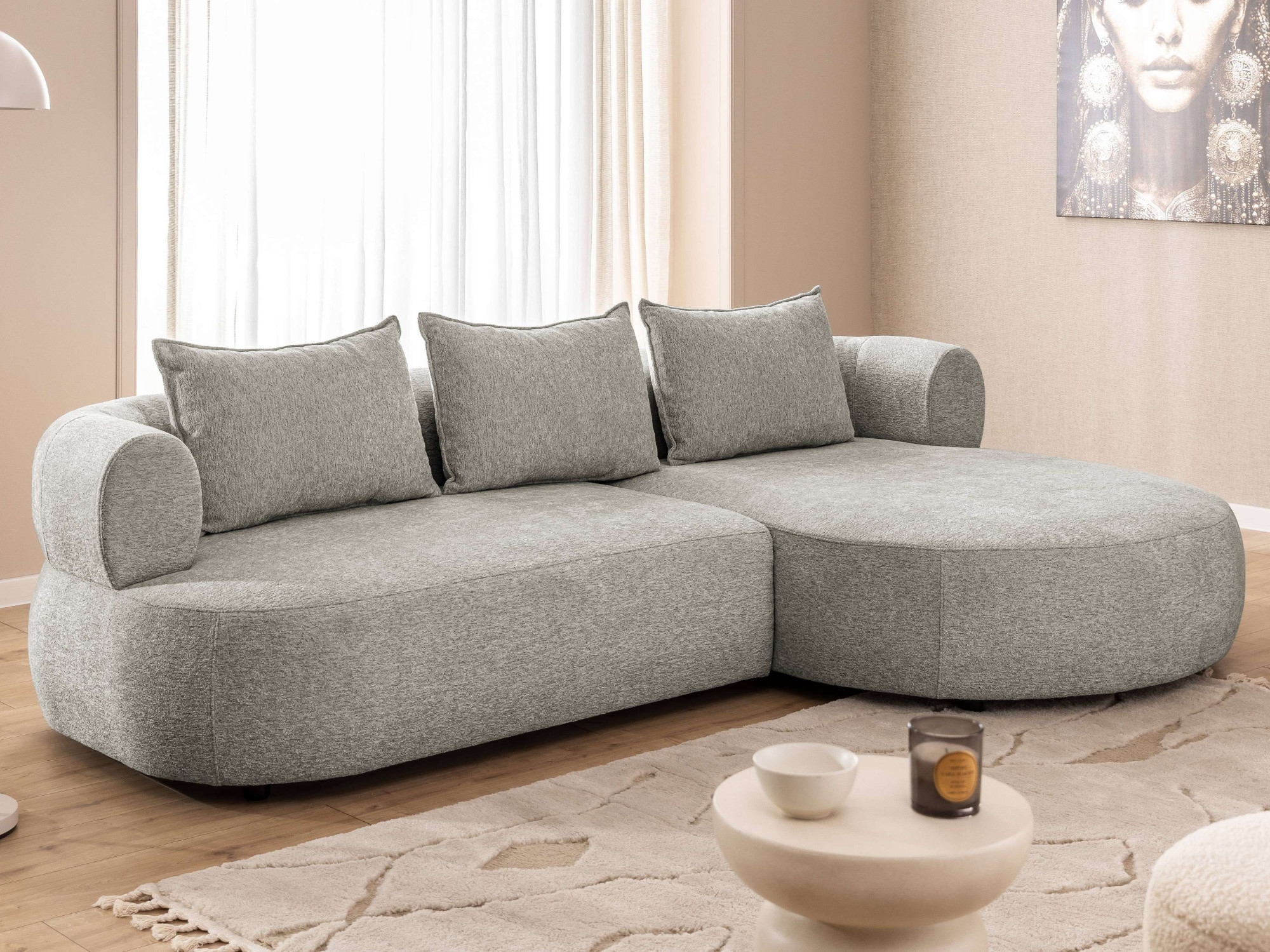 Home affaire Ecksofa "LUSSAC L-Form Design-Sofa mit Zierkissen, Maße B/T/H: günstig online kaufen