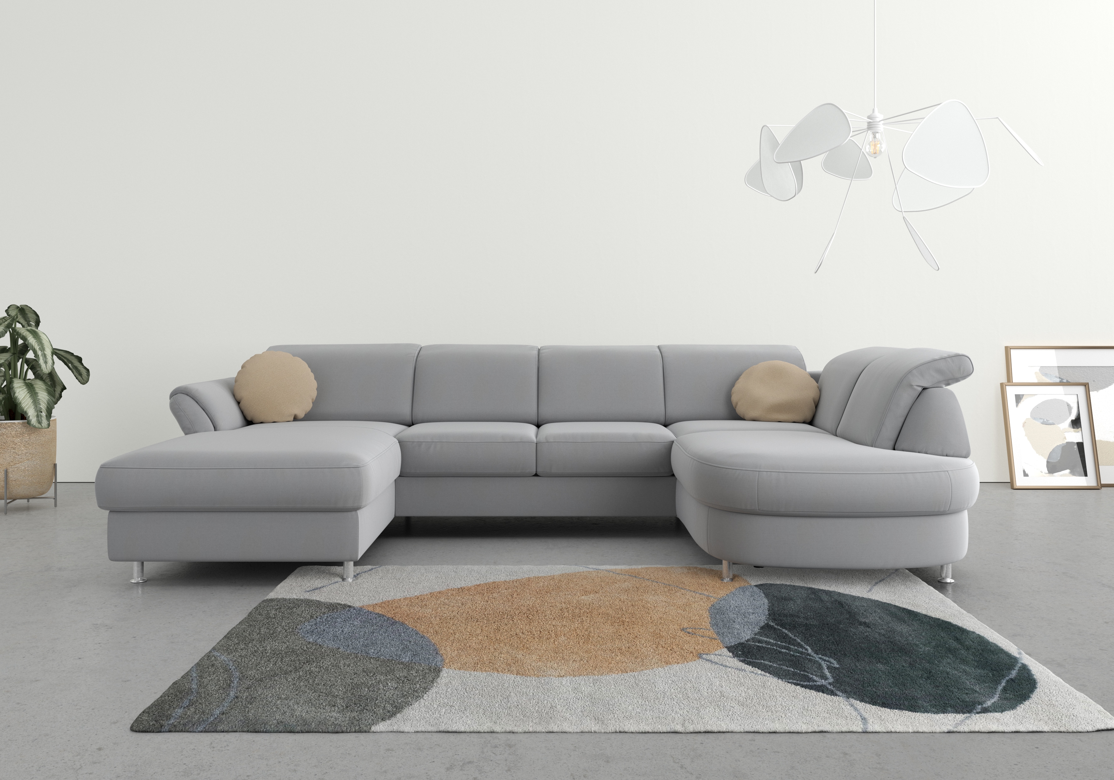 sit&more Wohnlandschaft "Apulia U-Form" wahlweise Schlaffunktion, Bettkasten und Kopf- und Armteilverstellung