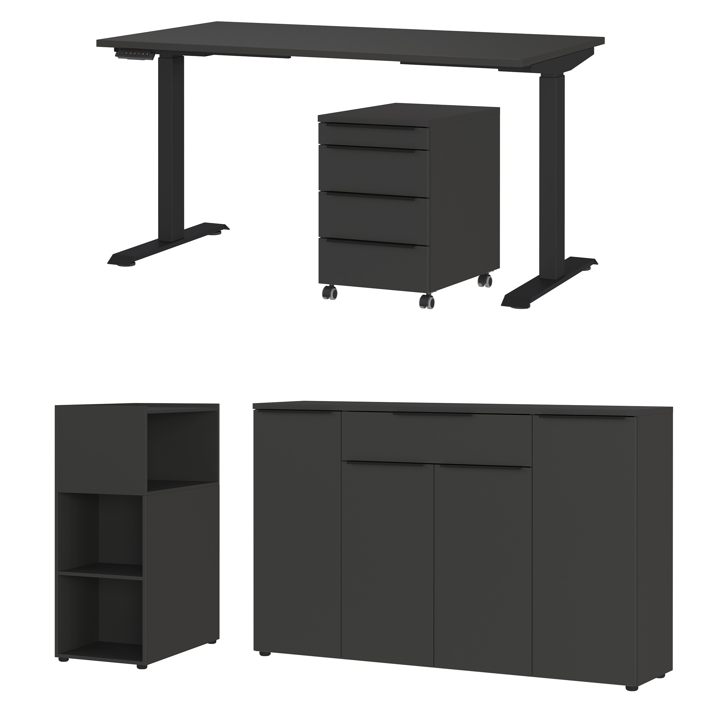 GERMANIA Büromöbel-Set "Mailand" 4 Stk. tlg. inkl. Schreibtisch, Rollcontainer, Raumteiler und Sideboard