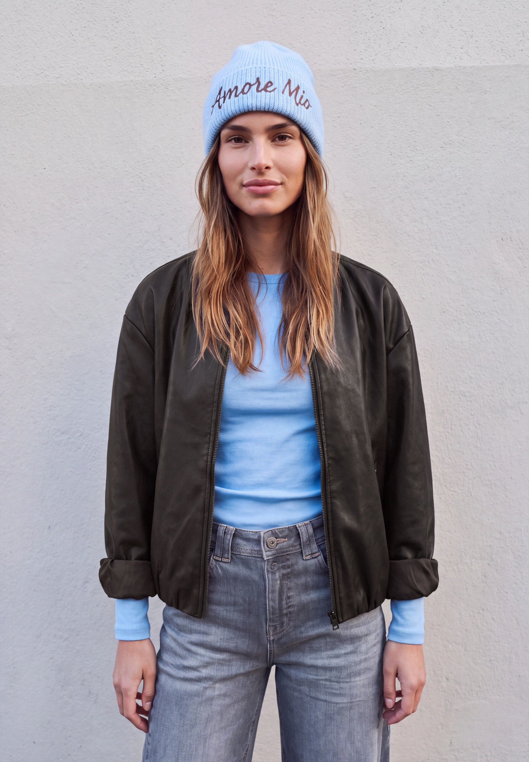 STREET ONE STUDIO Lederimitatjacke ohne Kapuze mit Elastikbund