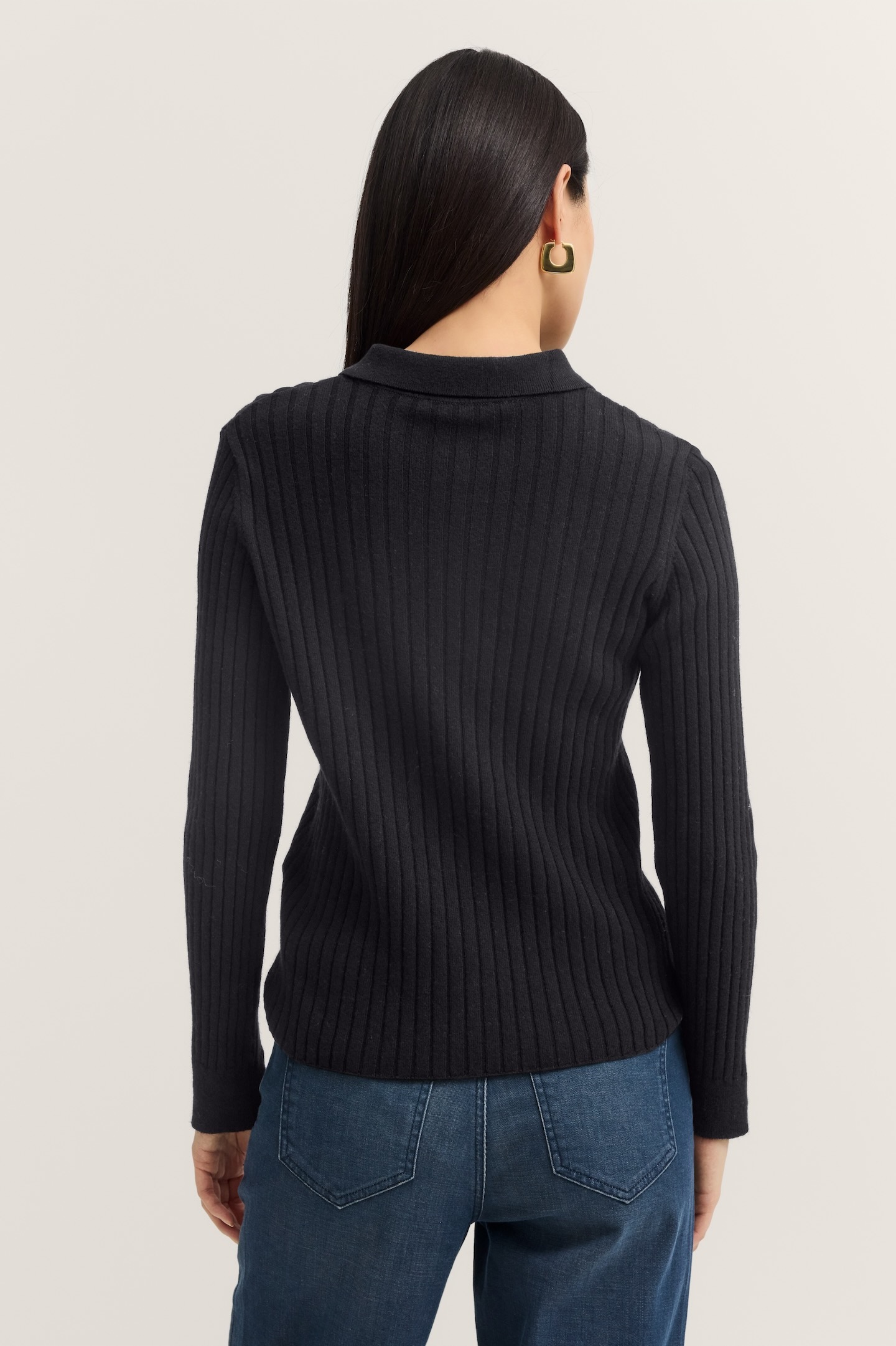 bugatti Polokragenpullover "Kaschmir-Mix", aus Rippstrick mit Knopfleiste günstig online kaufen