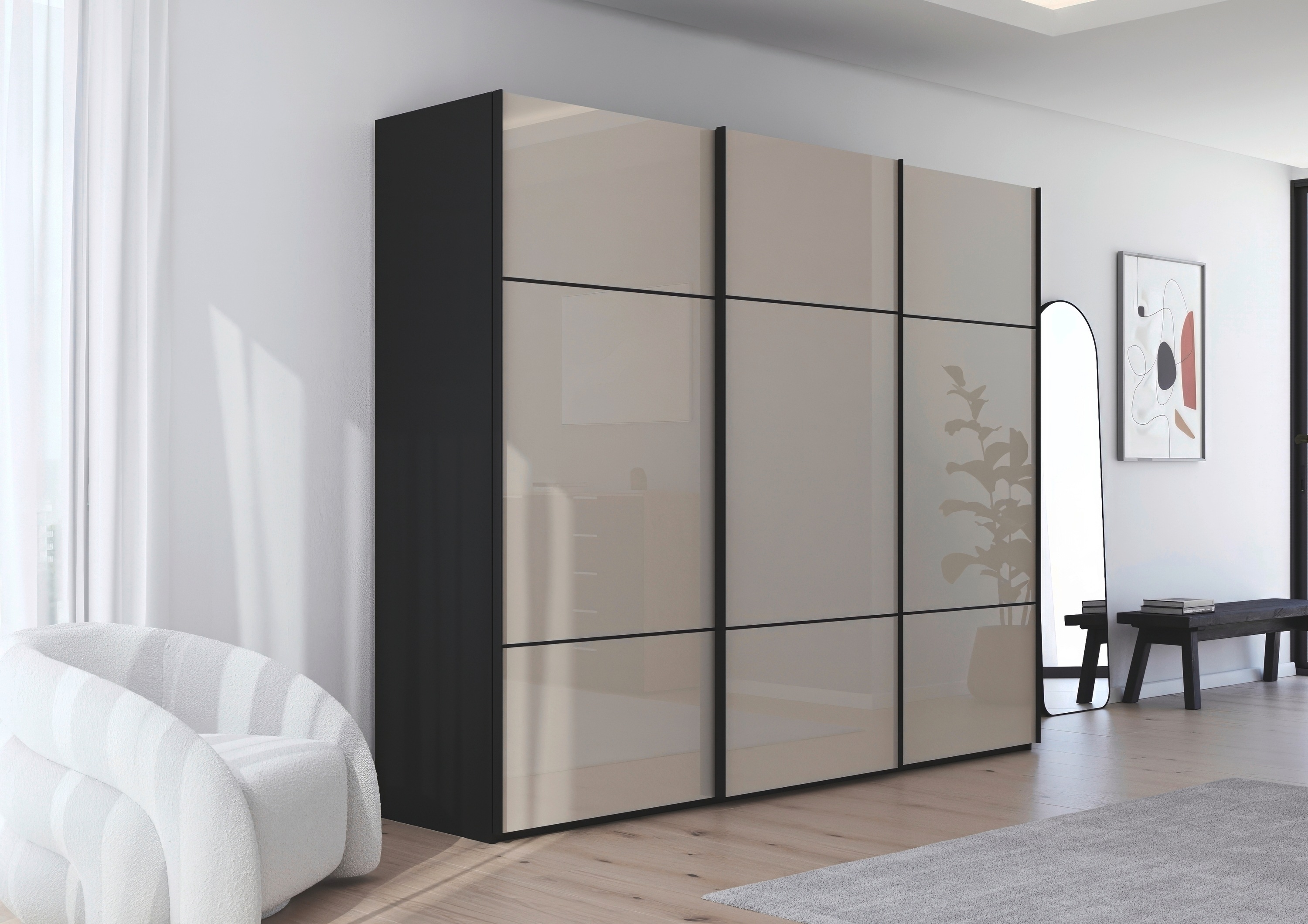 Thumbnail - rauch Schwebetürenschrank "Kleiderschrank Schrank Garderobe Schlafzimmerschrank SCALE-TRIO", edle dreigeteilte Front mit...