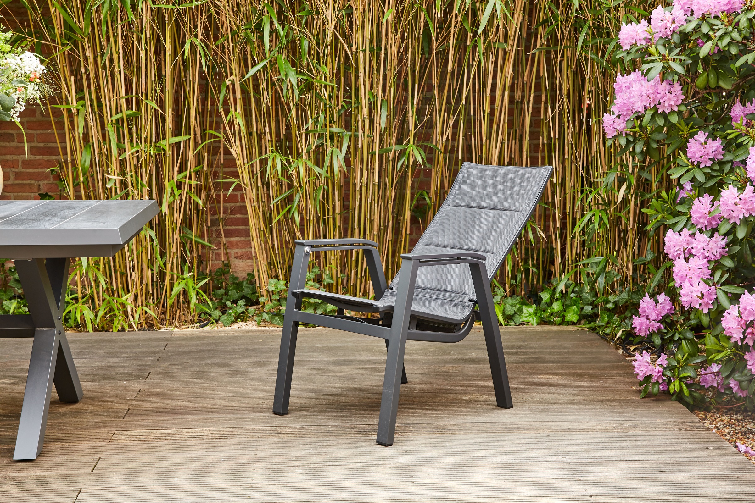 Siena Garden Gartensessel »MILANO Relax Move Sessel« Gestell aus Aluminium matt anthrazit, Bezug padded dunkelgrau