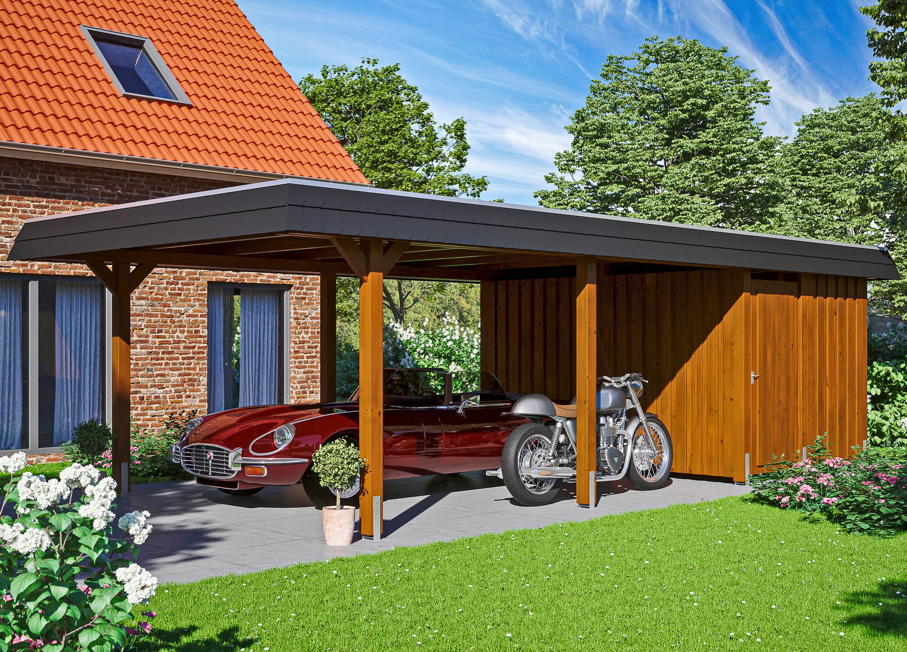 Skanholz Einzelcarport "Wendland" Leimholz 341 cm braun