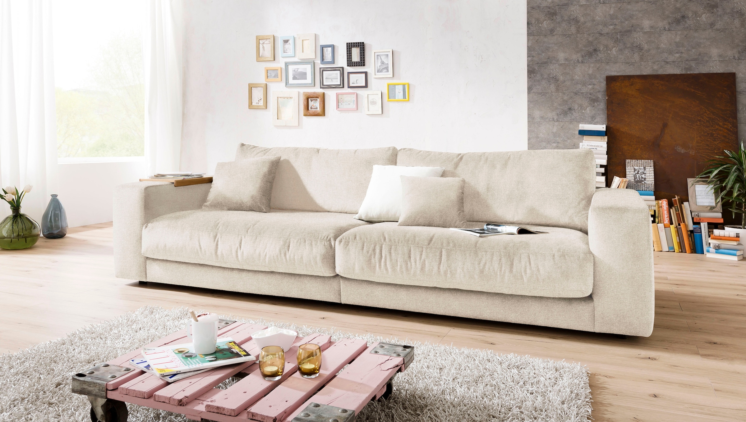 3C Candy Big-Sofa "Enisa II" incl. 1 Flatterkissen, Wahlweise mit Flecken-Schutz-Bezug Easy care