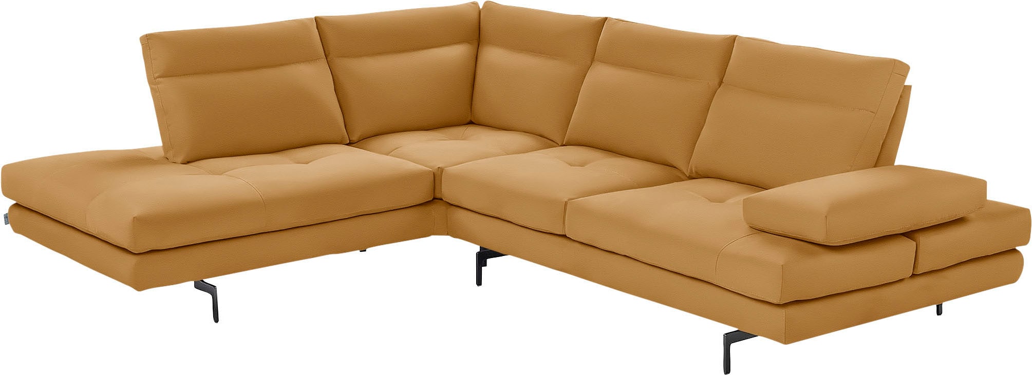 CALIA ITALIA Ecksofa "Toby Wing, B/T: 288/232 cm, Designsofa mit sensationellem Sitzkomfort" L-Form, Sitztiefenverstellung, funktionale Ecke, Füße in schwarz matt