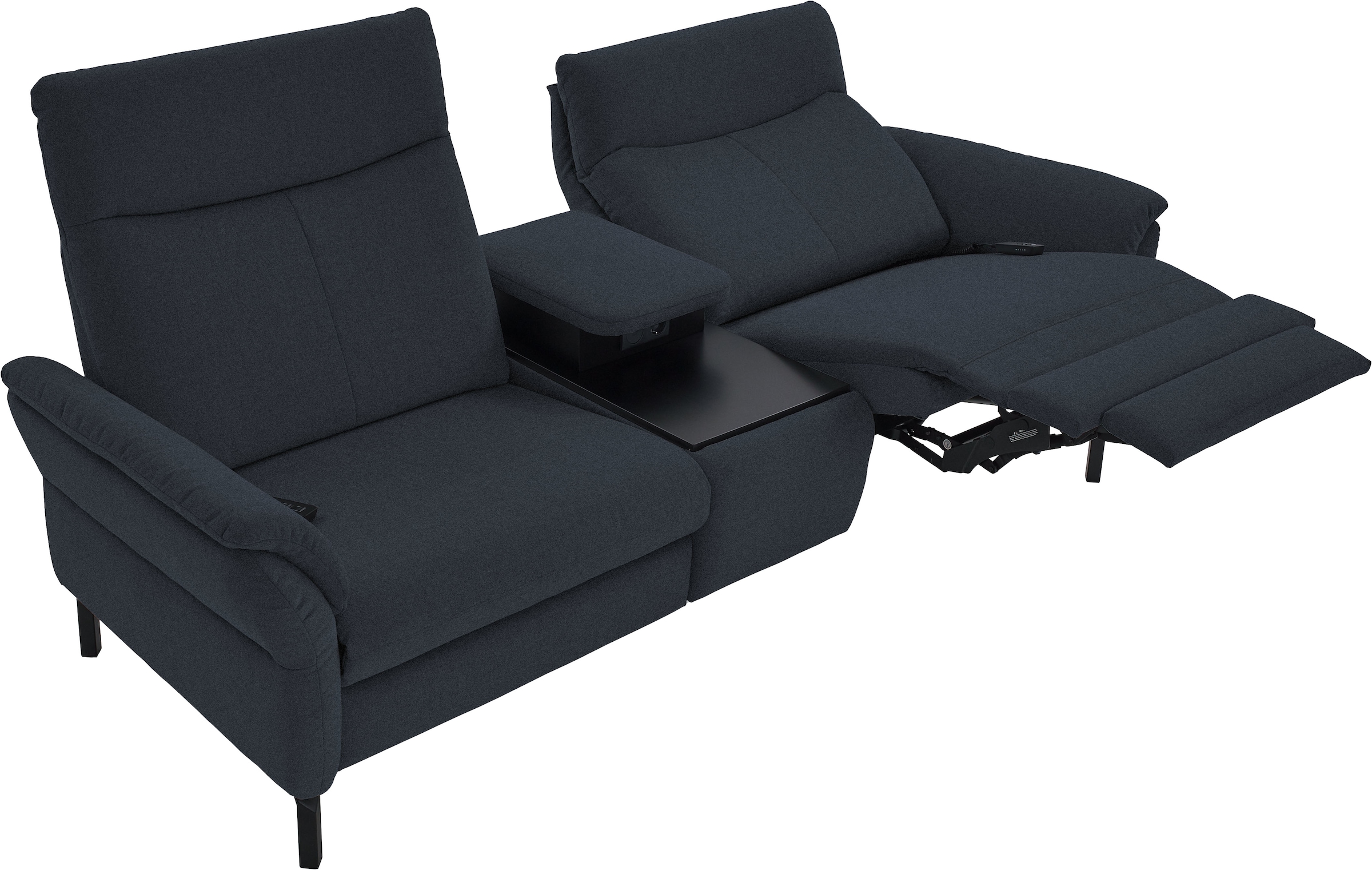 Places of Style 2-Sitzer »Sisto, inklusive 2x Relaxfunktion motorisch mit Herz-Waage-Beschlag«, Zwischenelement mit Tisch, Steckdose & USB-Ladestation