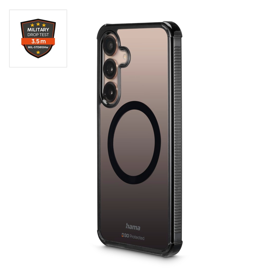 Hama Smartphone-Hülle »Handyhülle magnetisch für Galaxy S25+ (für Qi2, D3O, schwarz)«, Samsung Galaxy S25+, Wireless-Charging