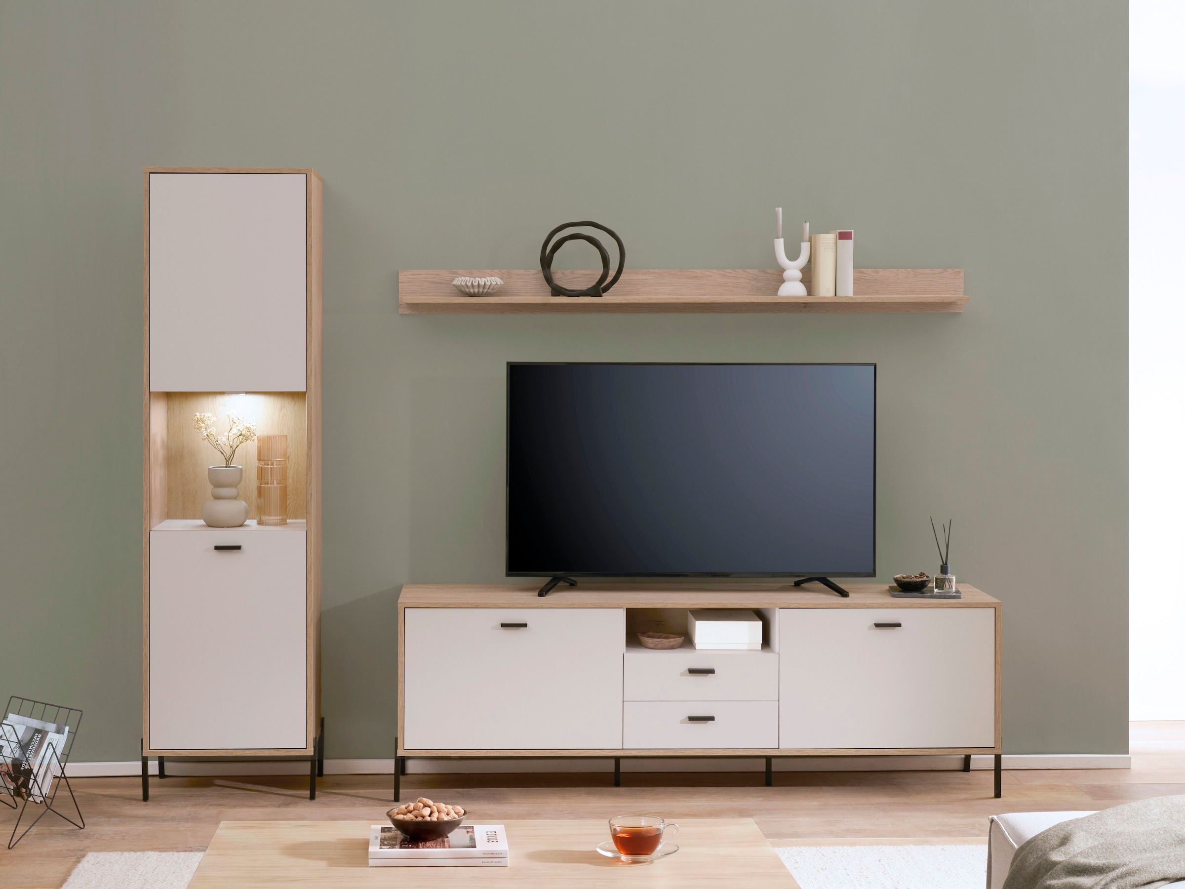 Home affaire Wohnwand »Fredericia, moderne Anbauwand, Komplettset in Kaschmir« Set, 3 Stk. tlg.